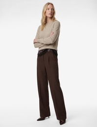 Yarım Kemer Detaylı Pileli Cepli Bol Paça Uzun Kumaş Pantolon