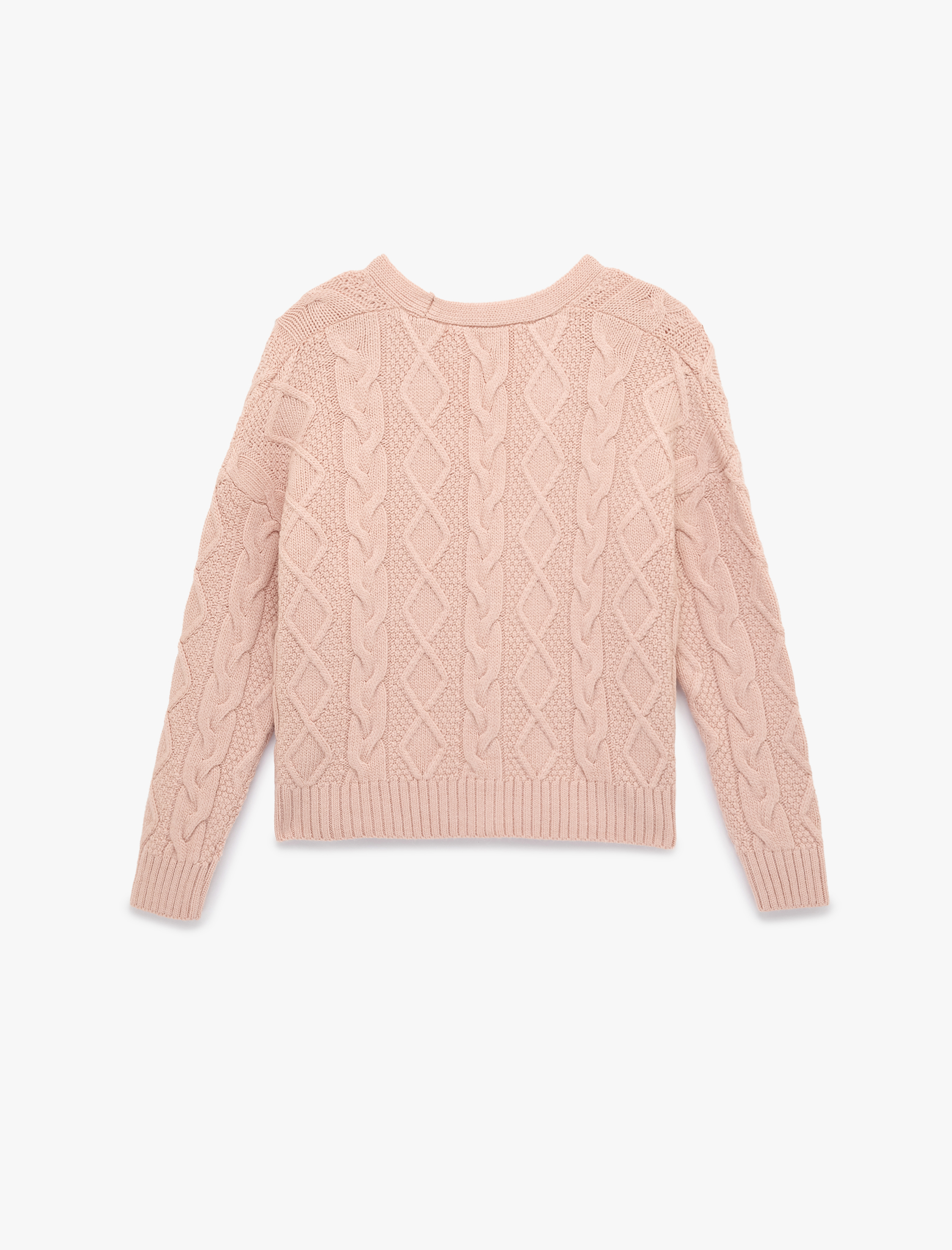   Koton X Sibil Çetinkaya - Uzun Kollu Düğmeli V Yaka Saç Örgü Crop Oversize Hırka