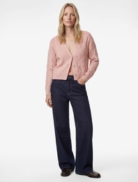 Koton X Sibil Çetinkaya - Uzun Kollu Düğmeli V Yaka Saç Örgü Crop Oversize Hırka