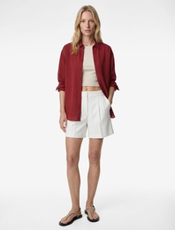 Modal Kumaş Uzun Kollu Klasik Yaka Oversize Gömlek