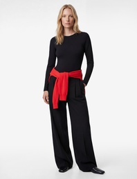 Uzun Kollu Bisiklet Yaka Slim Fit Bodysuit