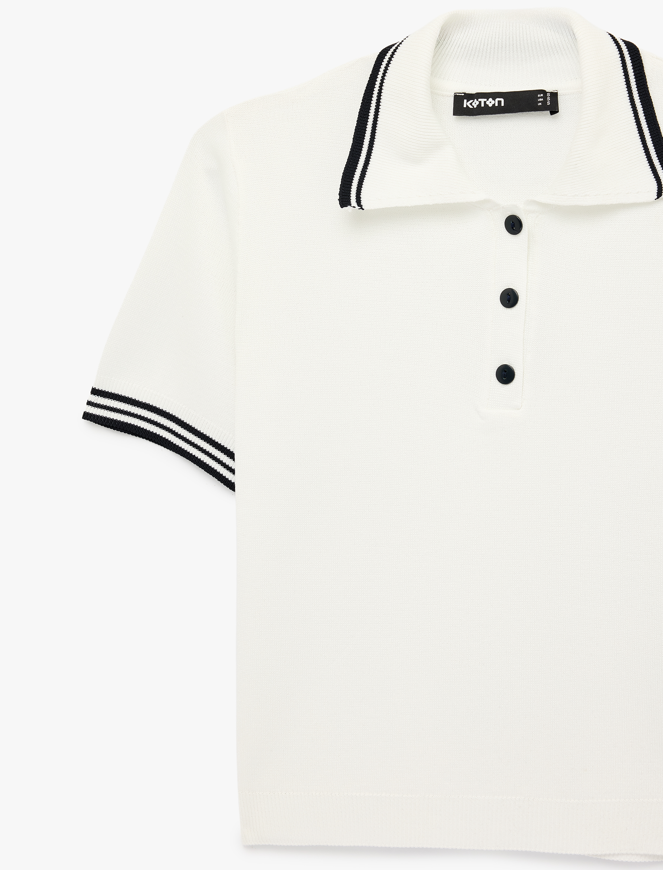   Yarım Düğmeli Kısa Kollu Polo Yaka Triko Kazak