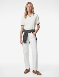 Yarım Düğmeli Kısa Kollu Polo Yaka Triko Kazak