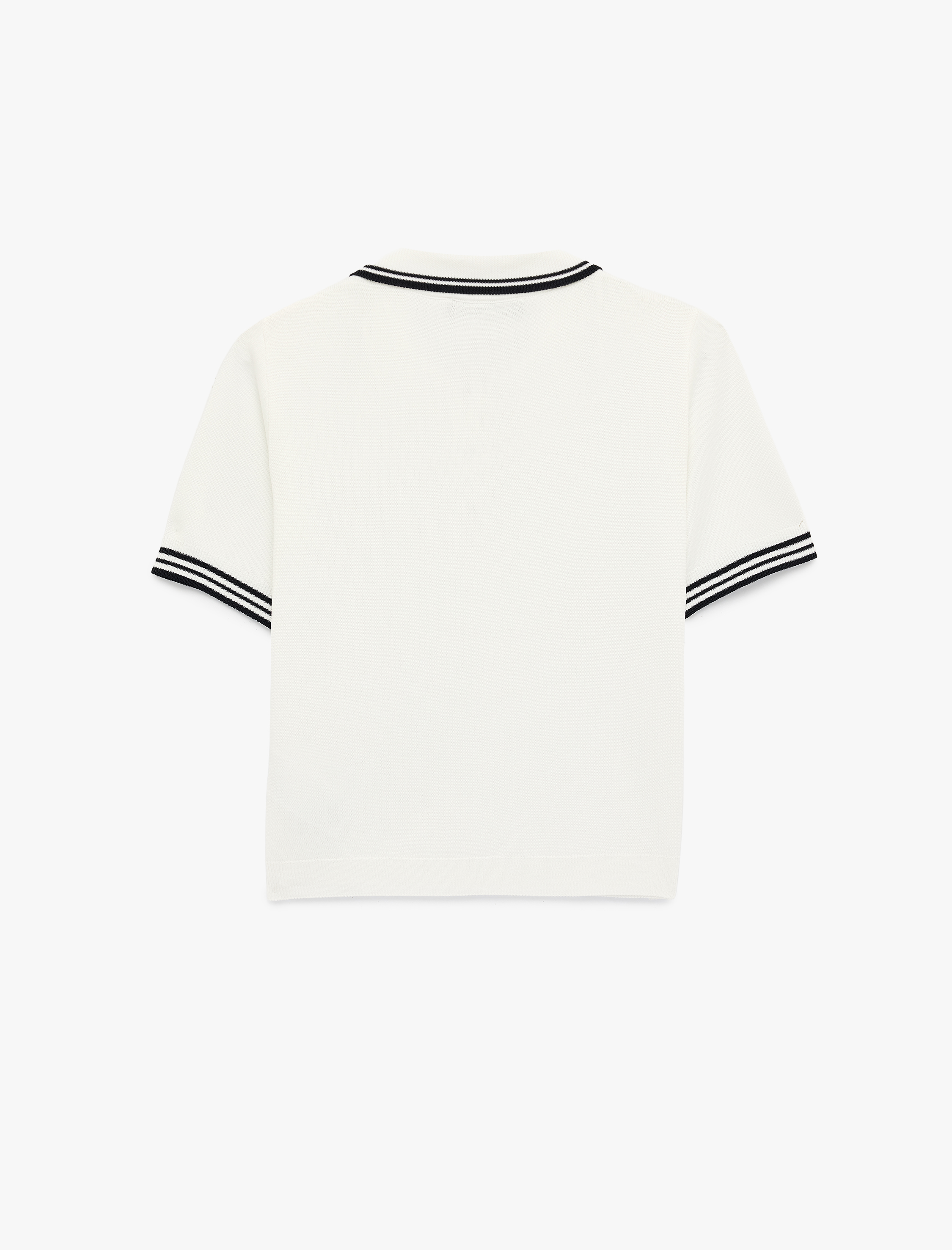   Yarım Düğmeli Kısa Kollu Polo Yaka Triko Kazak