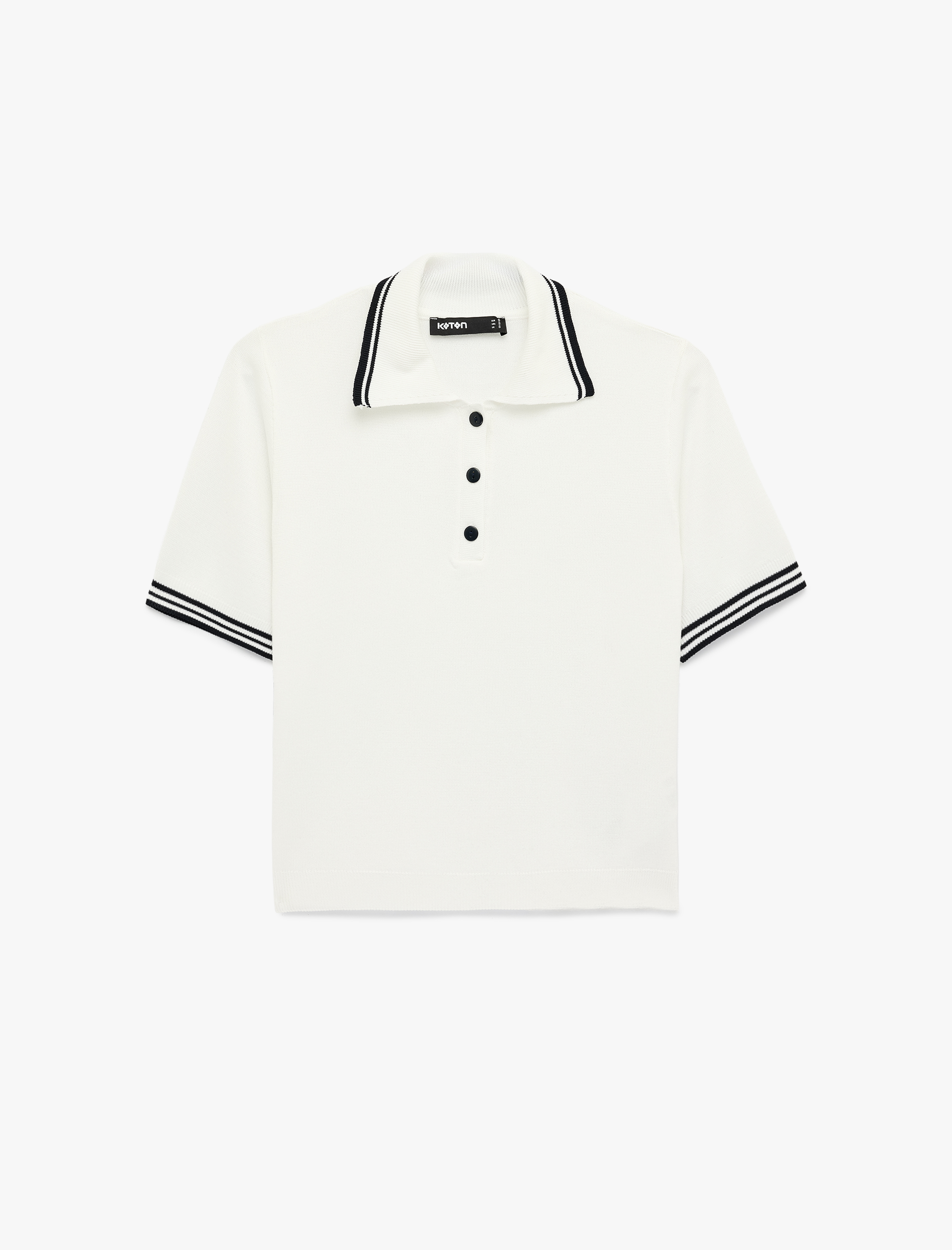   Yarım Düğmeli Kısa Kollu Polo Yaka Triko Kazak