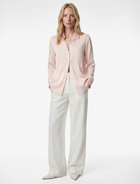 Regular Fit Uzun Kollu Klasik Yaka Düğmeli Saten Gömlek