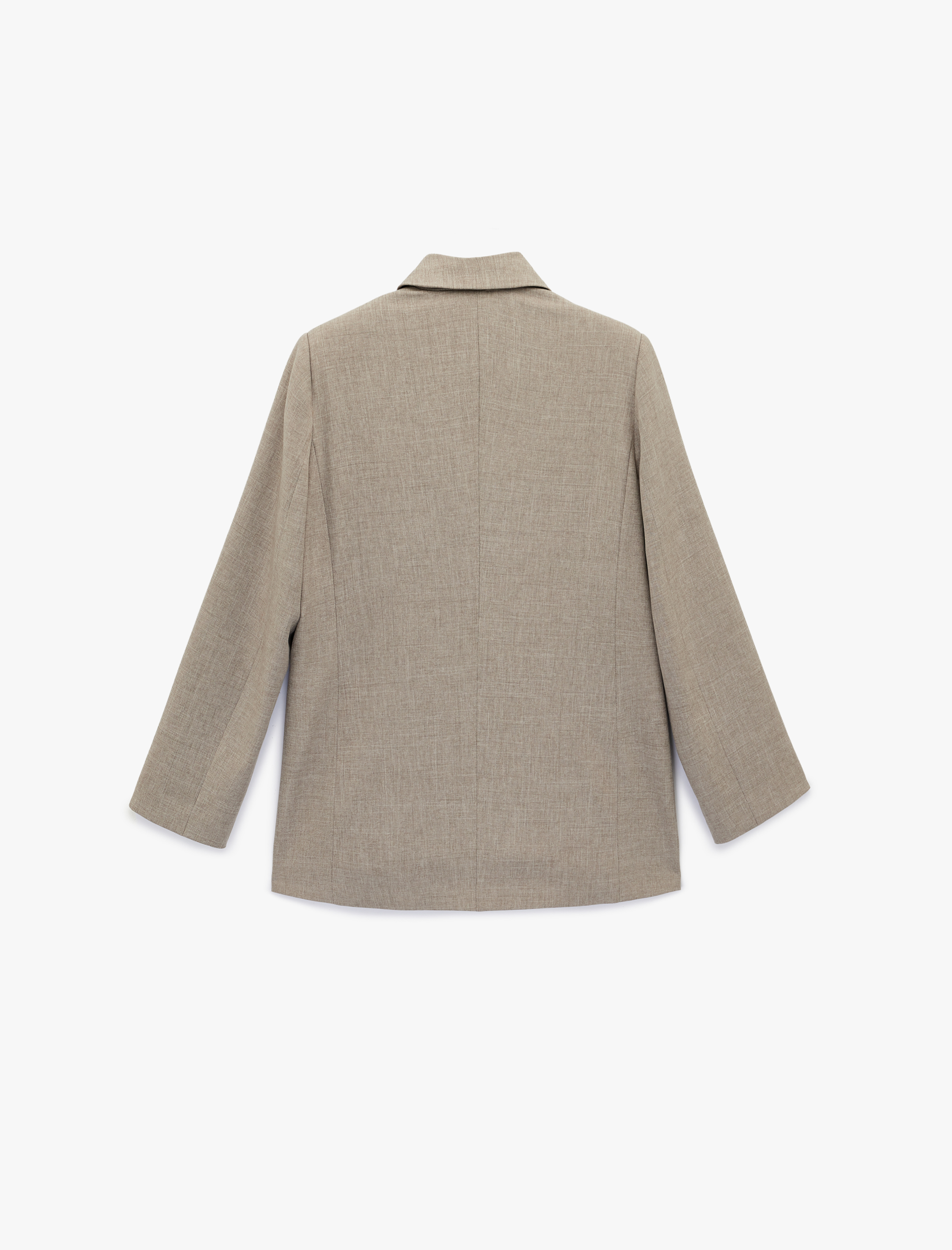   Uzun Kollu Düğmeli Cep Detaylı Kruvaze Yaka Blazer Ceket