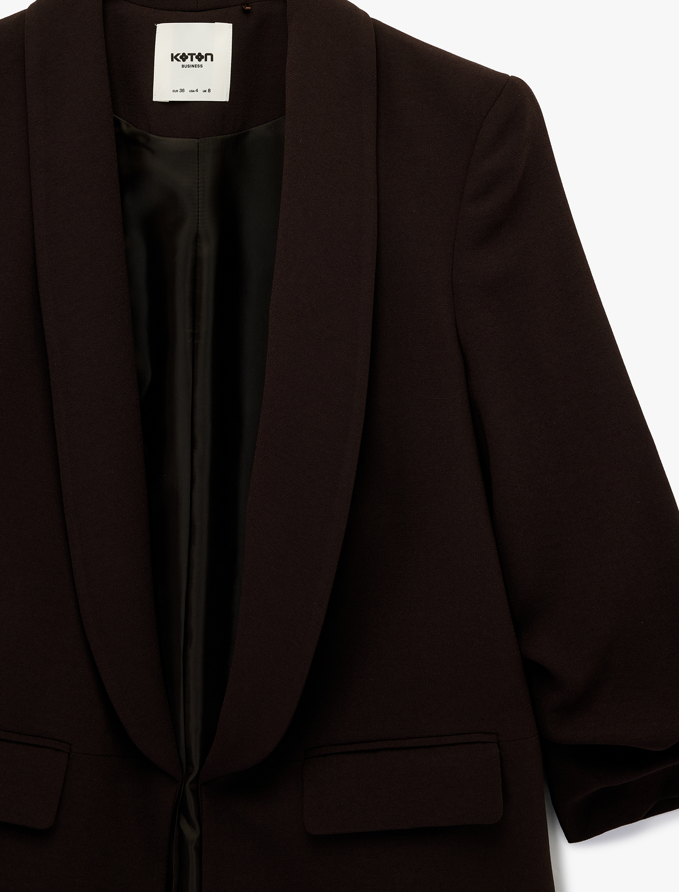   Şal Yaka 3/4 Kollu Uzun Blazer Ceket