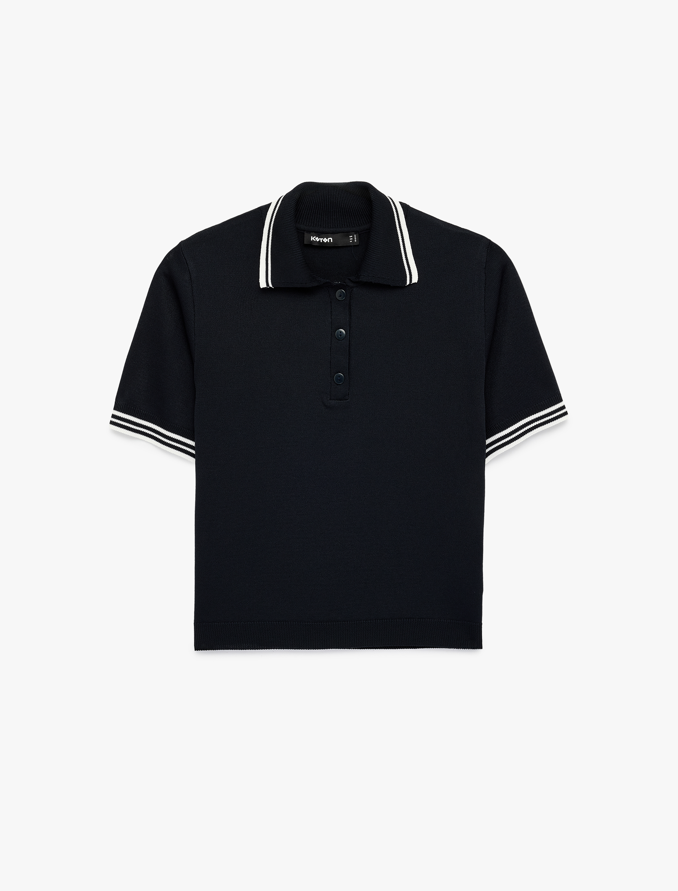   Yarım Düğmeli Kısa Kollu Polo Yaka Triko Kazak