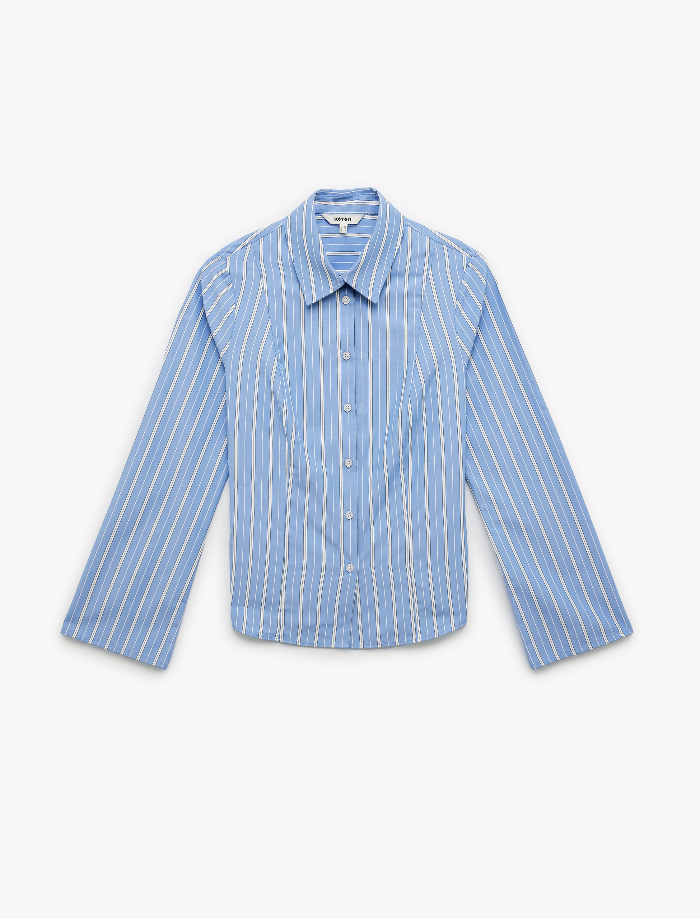   Slim Fit Uzun Kollu Klasik Yaka Çizgili Poplin Gömlek