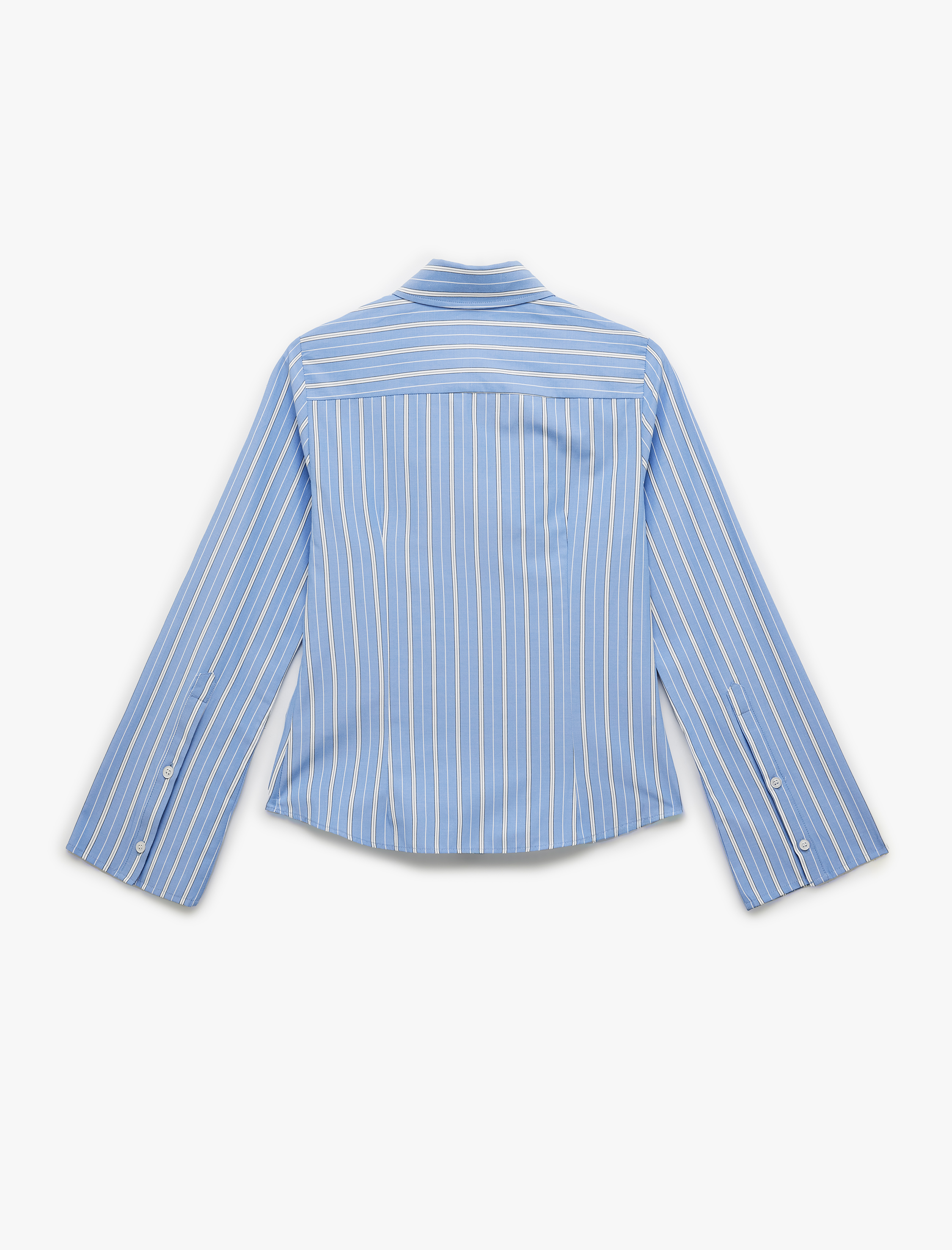   Slim Fit Uzun Kollu Klasik Yaka Çizgili Poplin Gömlek