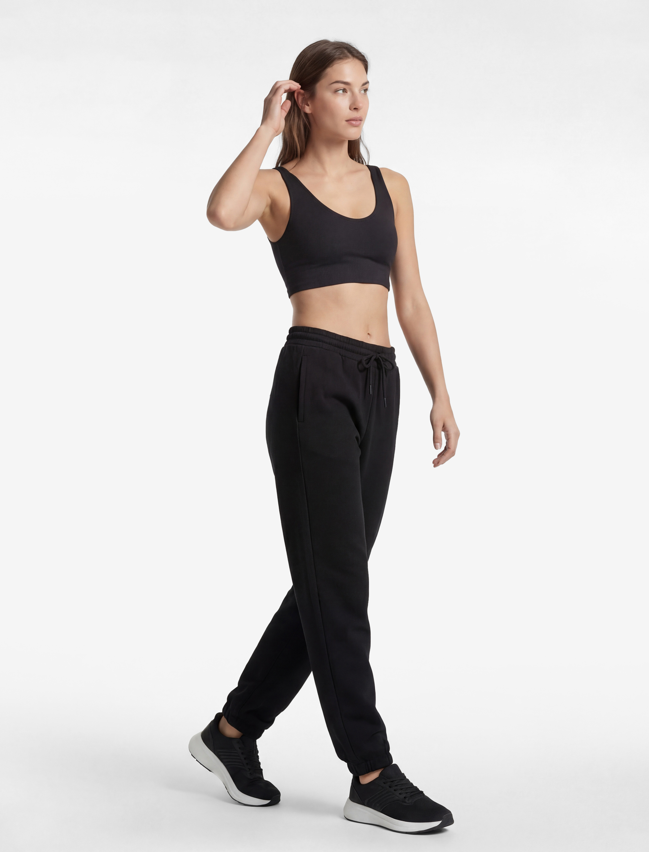   Yüksek Bel Bağcıklı Rahat Kalıp Jogger Eşofman Altı