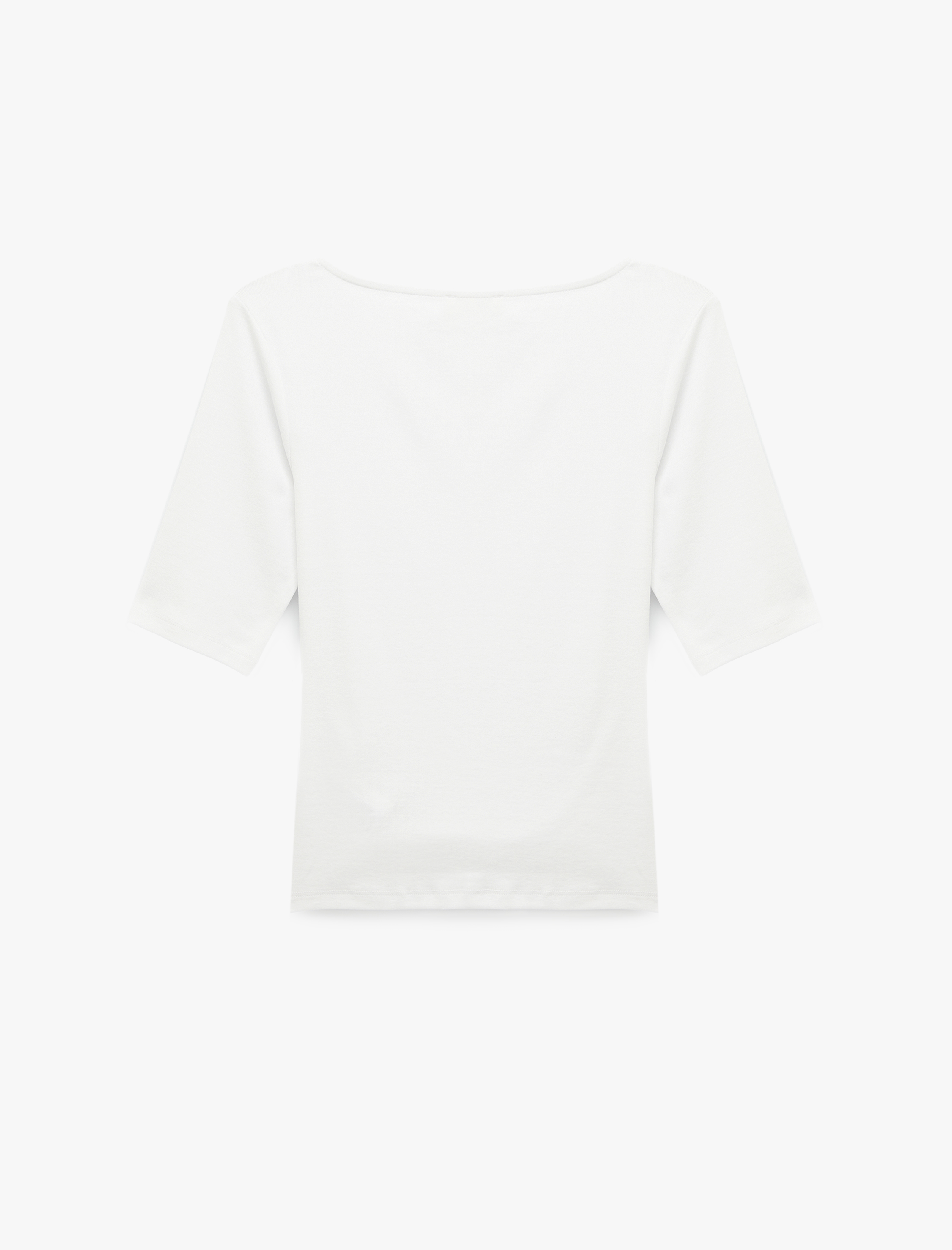   Slim Fit Pamuklu Kayık Yuvarlak Yaka Yarım Kollu Tişört