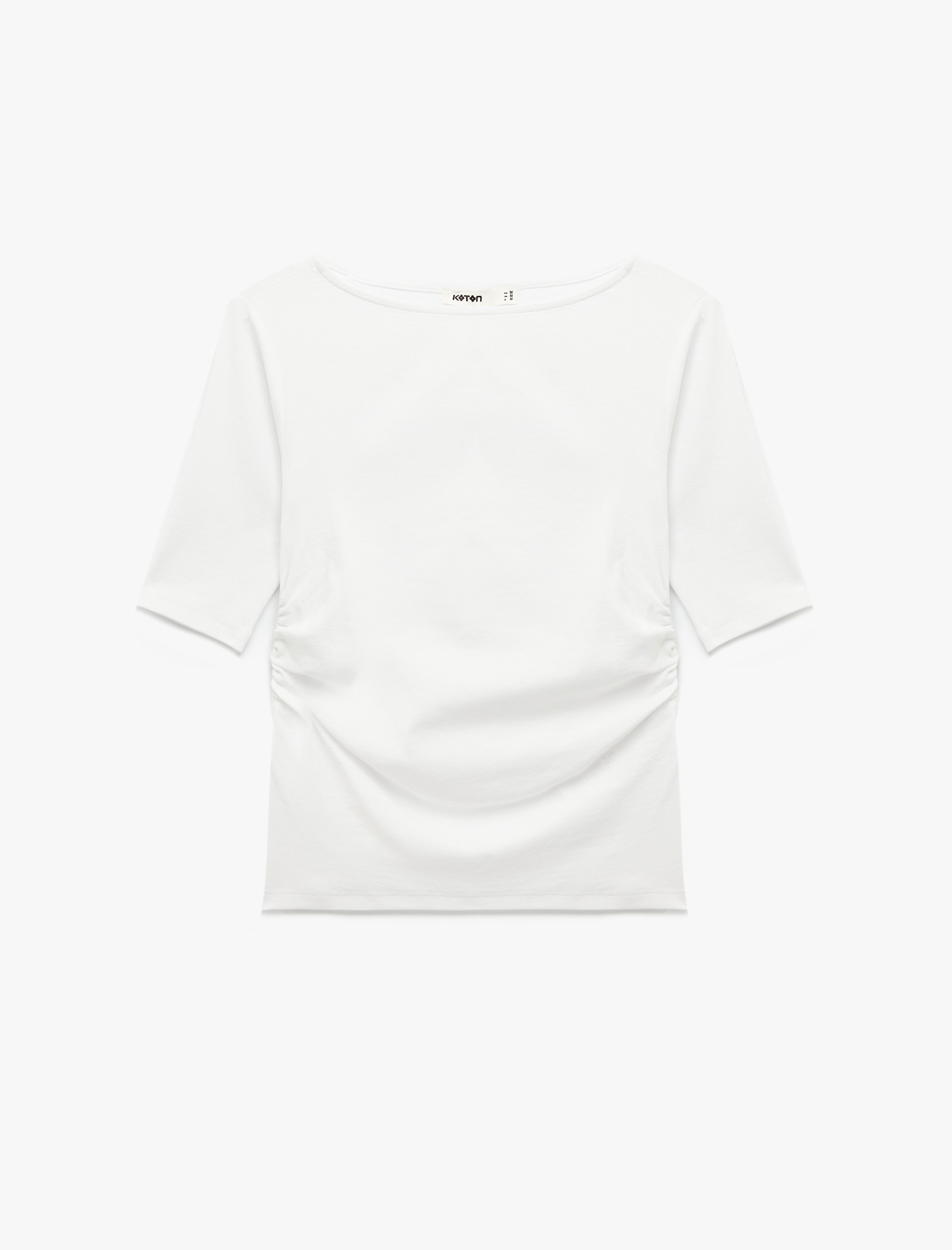   Slim Fit Pamuklu Kayık Yuvarlak Yaka Yarım Kollu Tişört