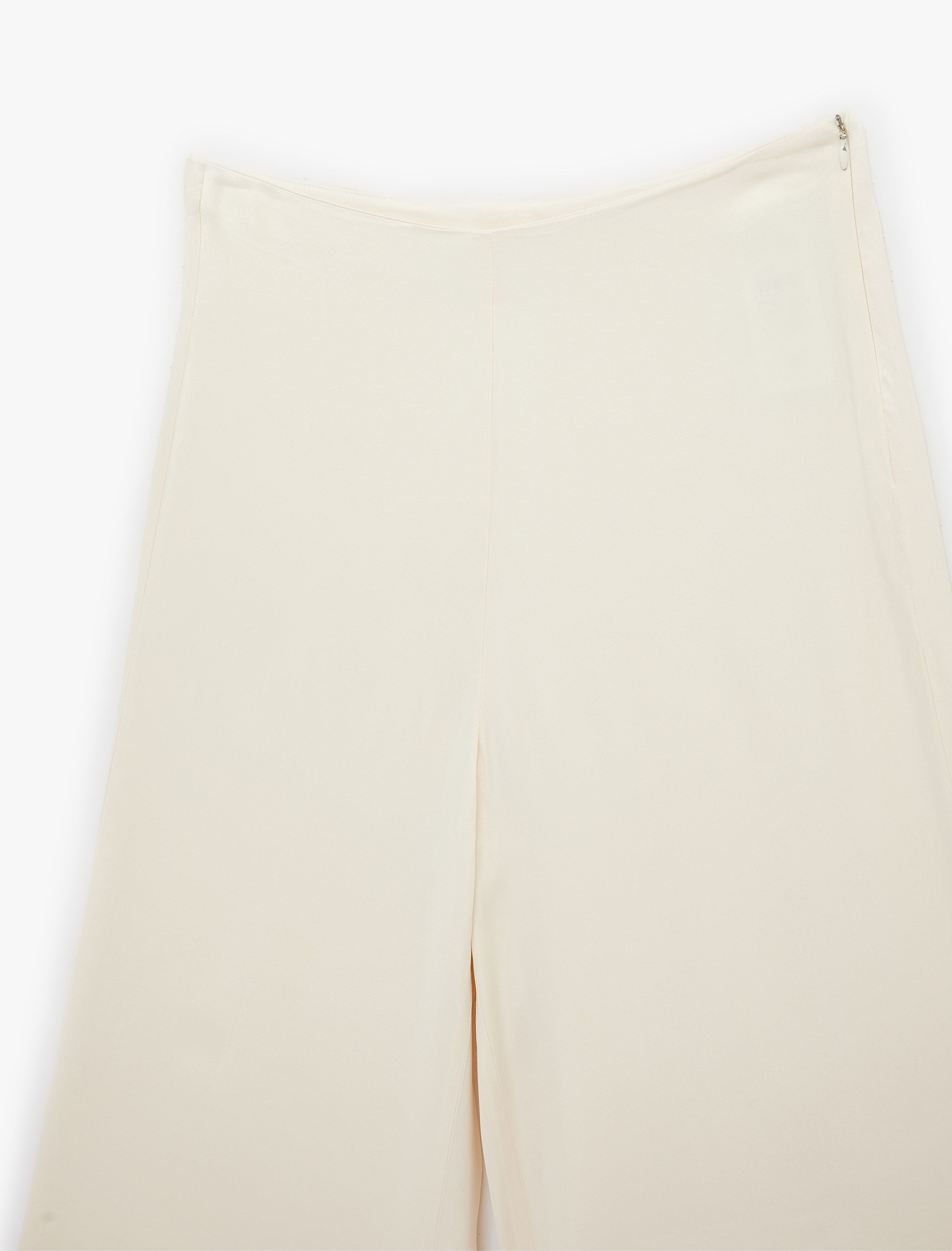   Yüksek Bel Düz Geniş Paça Saten Pantolon