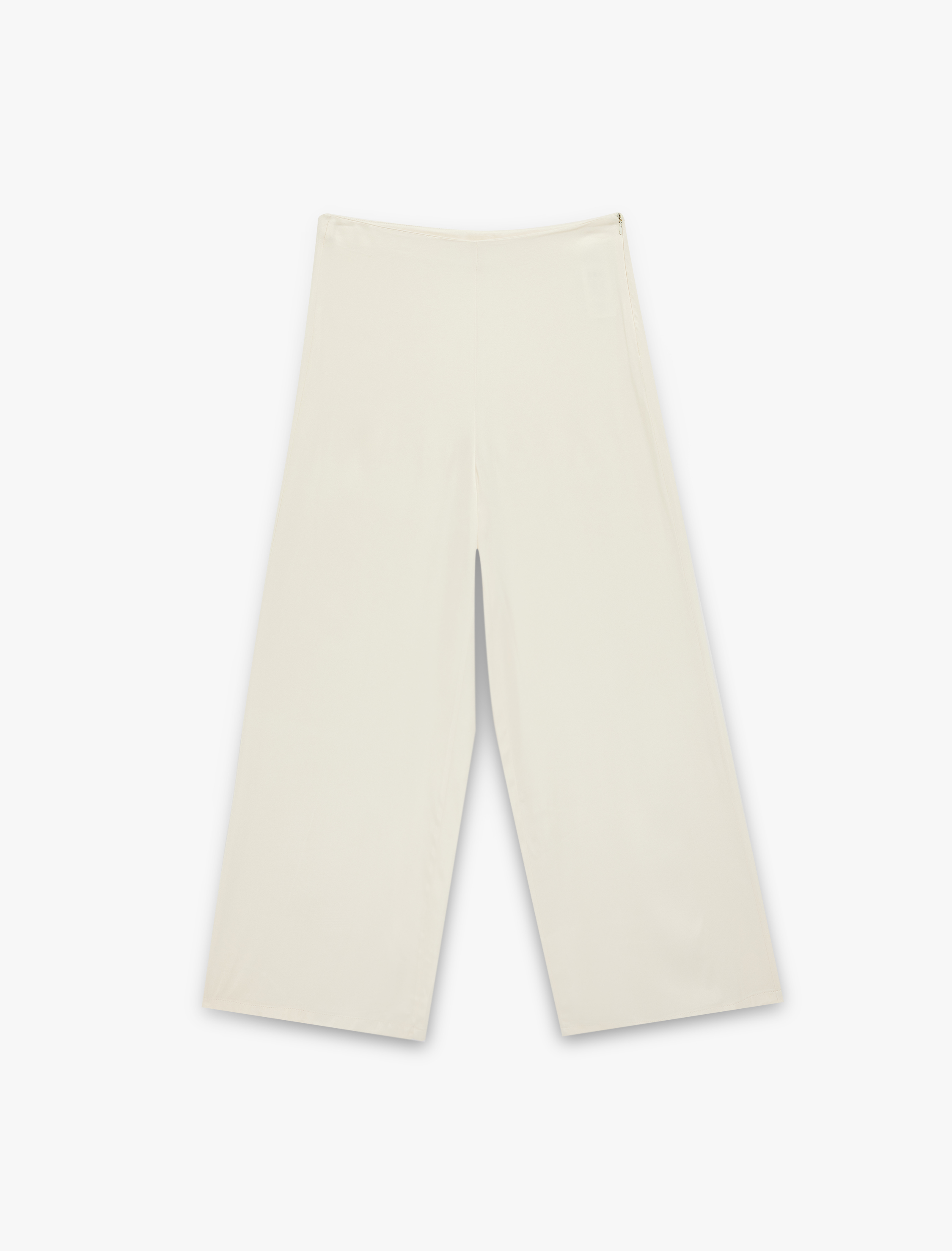   Yüksek Bel Düz Geniş Paça Saten Pantolon