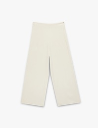 Yüksek Bel Düz Geniş Paça Saten Pantolon