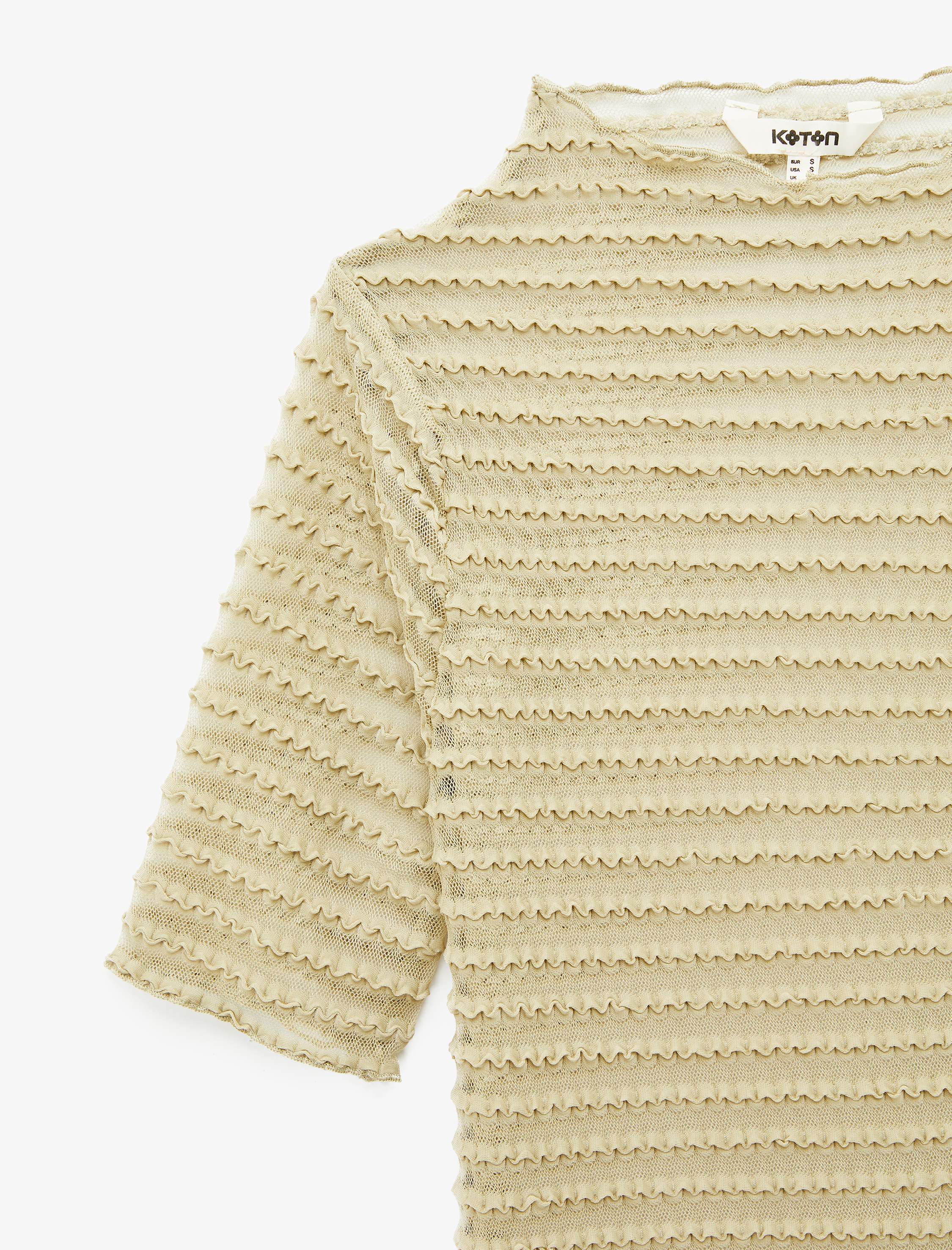   Regular Fit Kısa Kollu Bisiklet Yaka Yarı Transparan Tişört