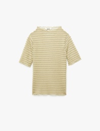 Regular Fit Kısa Kollu Bisiklet Yaka Yarı Transparan Tişört