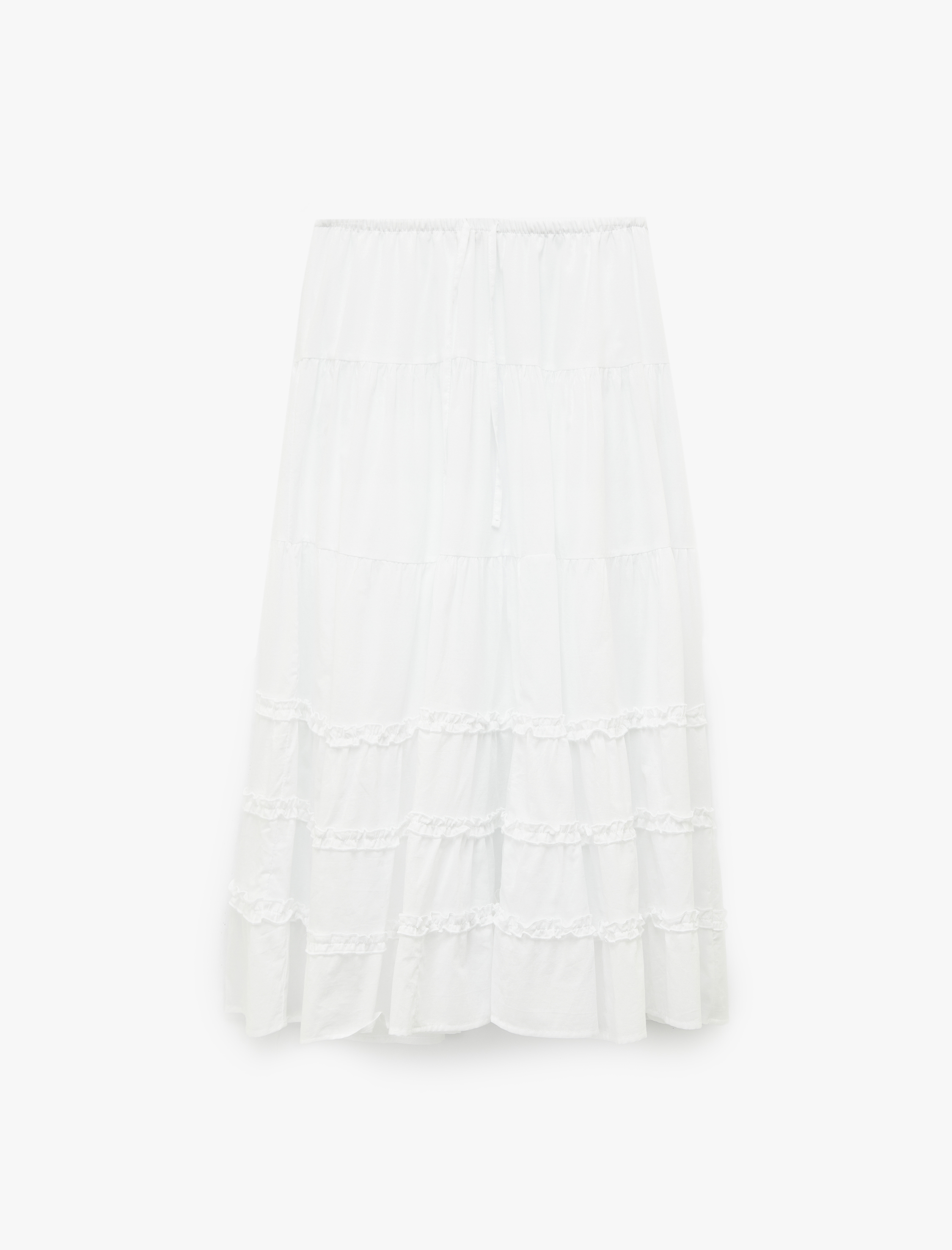   Rahat Kalıp Fırfır Detaylı Katlı Uzun A Kesim Etek