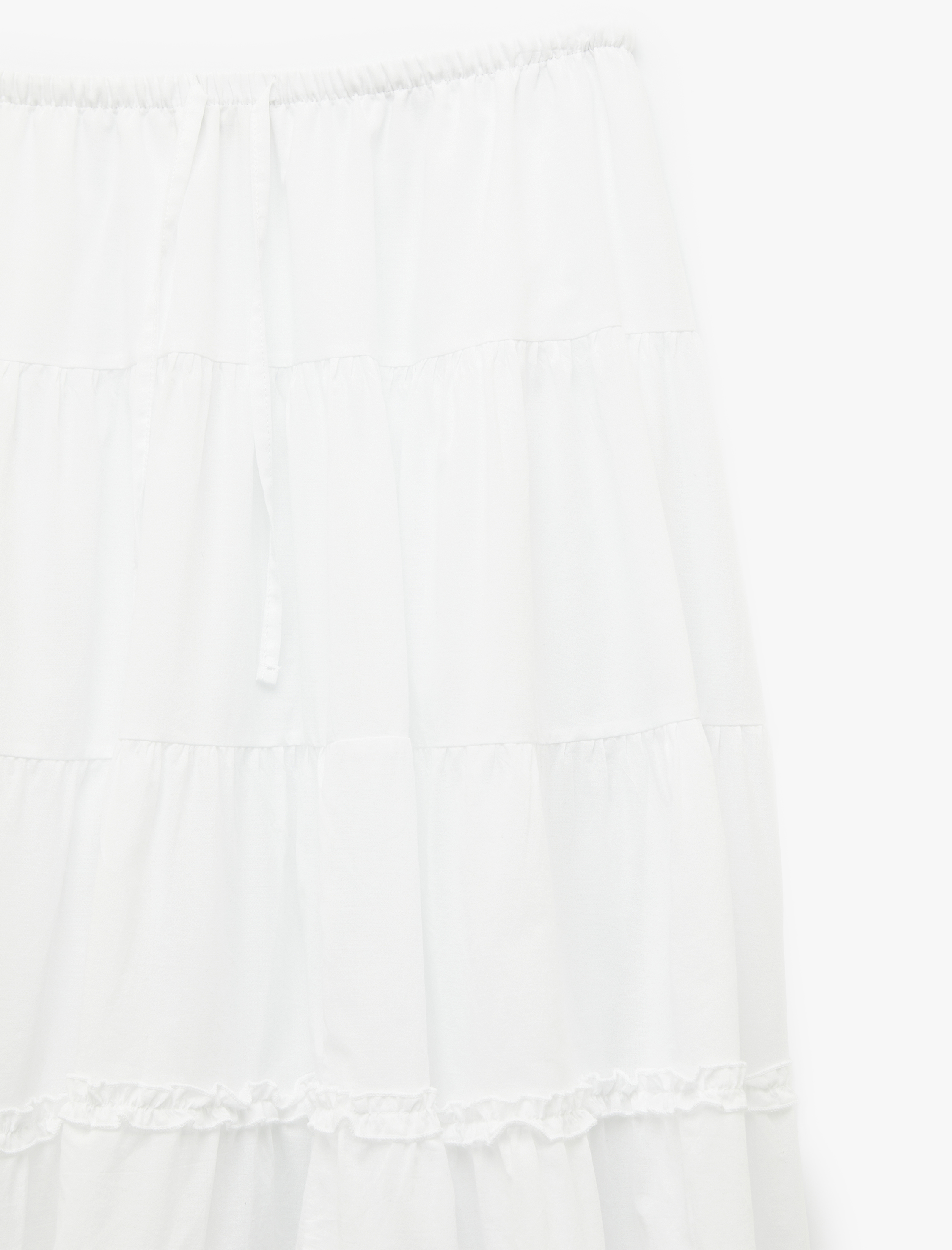   Rahat Kalıp Fırfır Detaylı Katlı Uzun A Kesim Etek