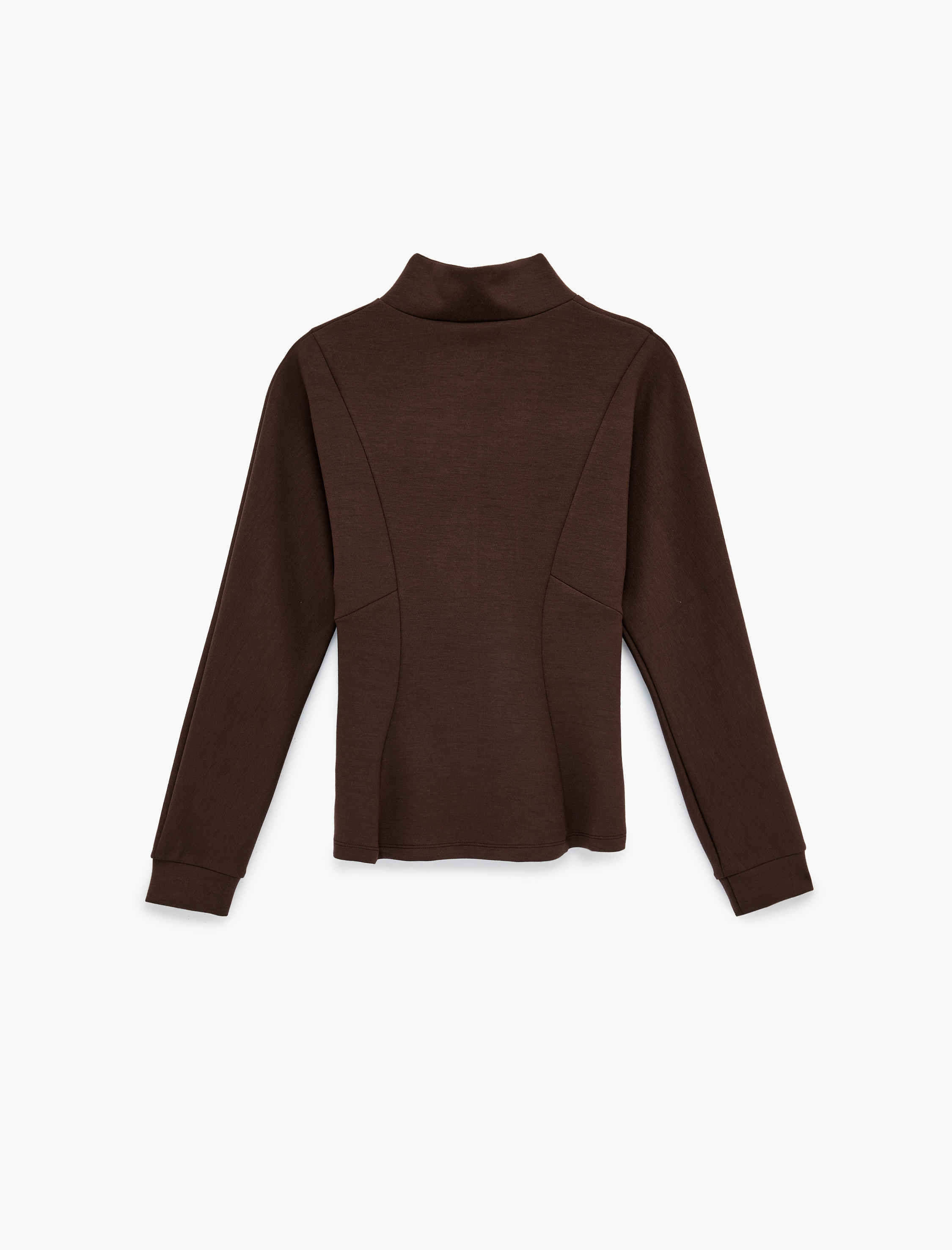   Modal Karışımlı Uzun Kollu Dik Yaka Fermuarlı Sweatshirt