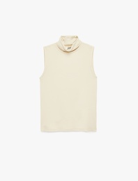 Slim Fit Kolsuz Dik Yaka Viskon Bluz