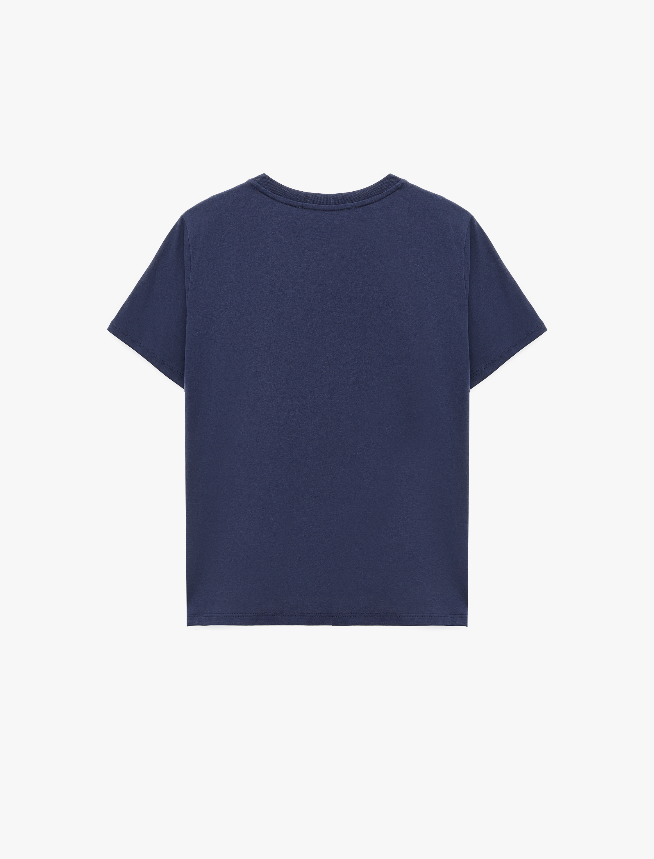   Pamuklu Bisiklet Yaka Kısa Kollu Bisiklet Yaka Kelebek Baskılı Tişört