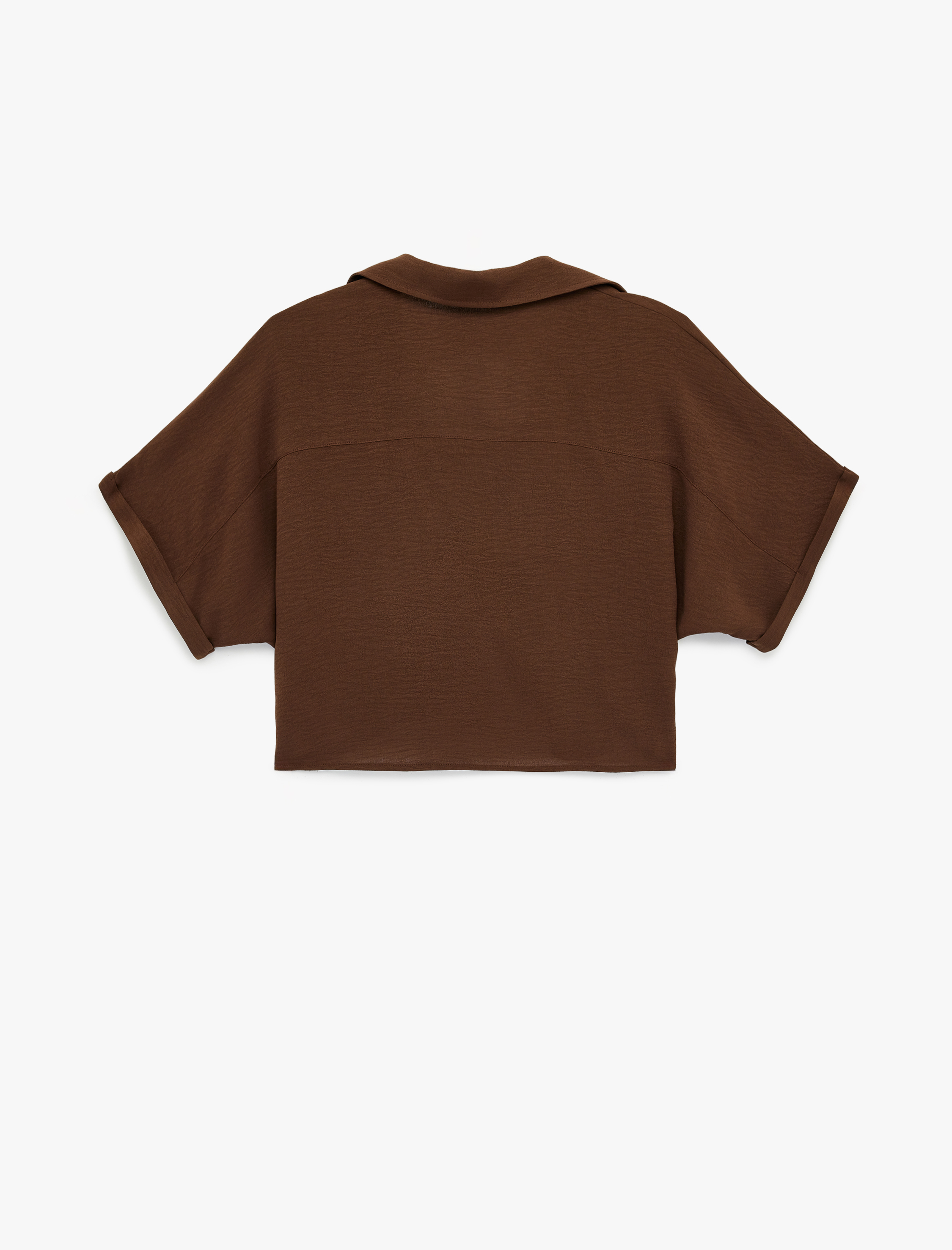   Aerobin Kumaş Rahat Kalıp Kısa Kollu Bağlama Detaylı Cepli Yazlık Gömlek