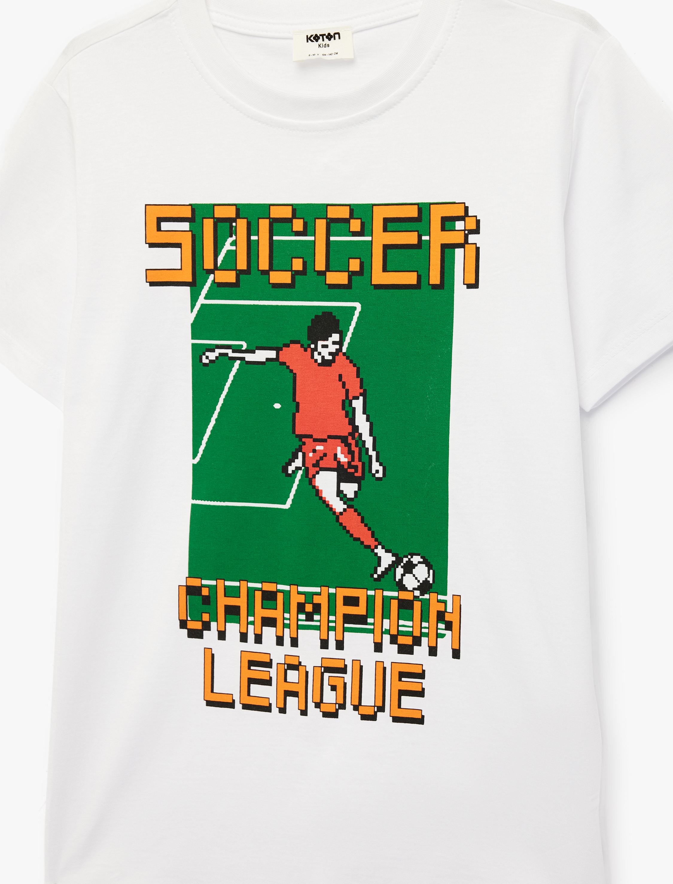  Erkek Çocuk Futbol Baskılı Kısa Kollu Bisiklet Yaka Pamuklu Tişört