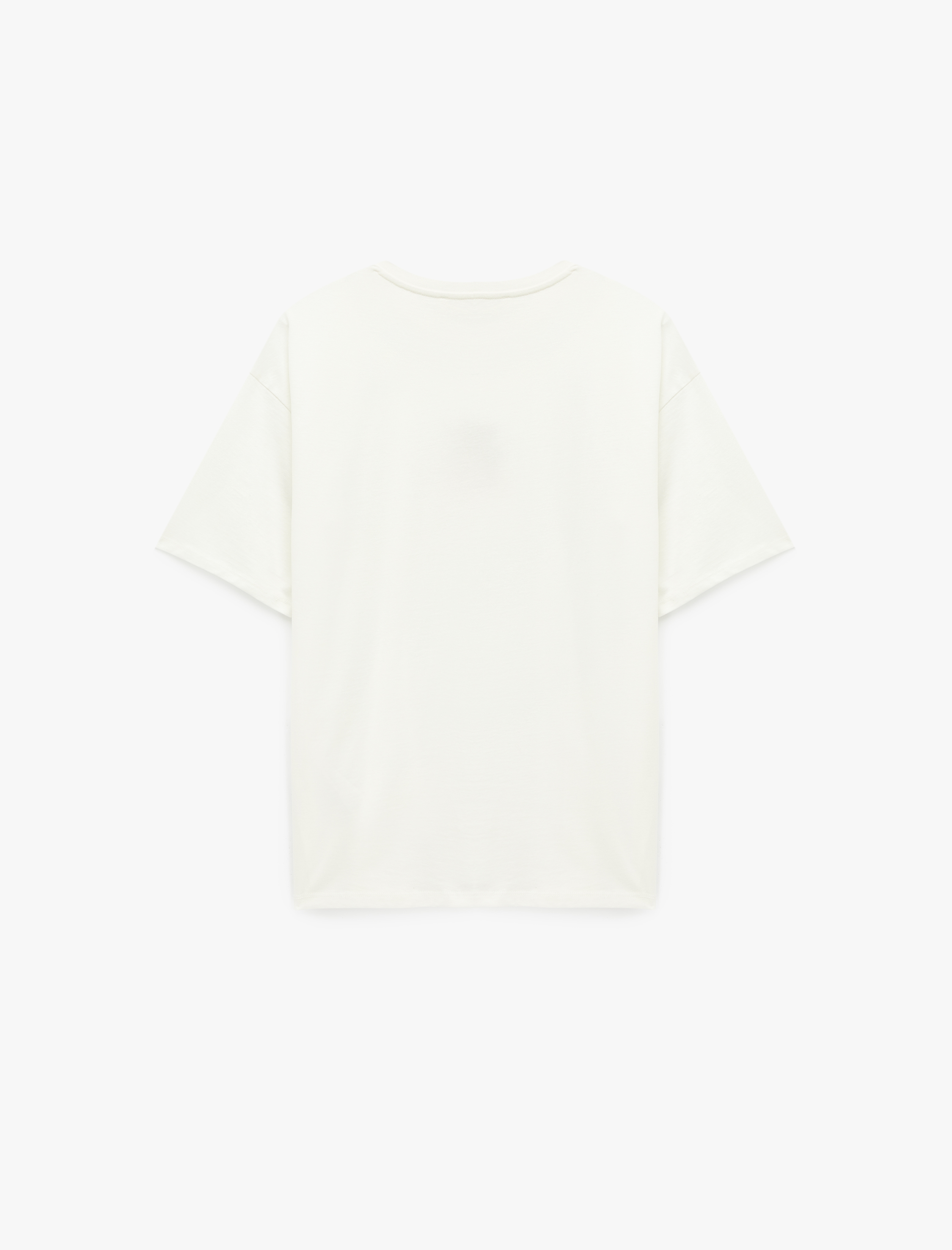   Kısa Kollu Ayıcık Nakışlı Bisiklet Yaka Pamuklu Oversize Tişört