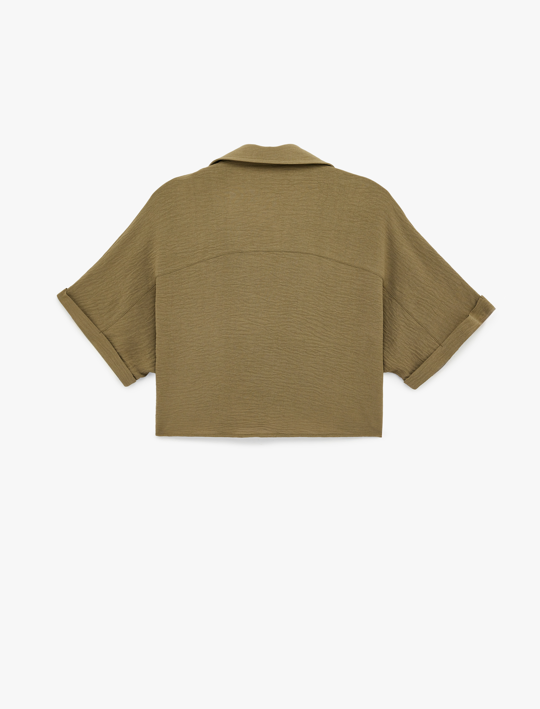   Aerobin Kumaş Rahat Kalıp Kısa Kollu Bağlama Detaylı Cepli Yazlık Gömlek