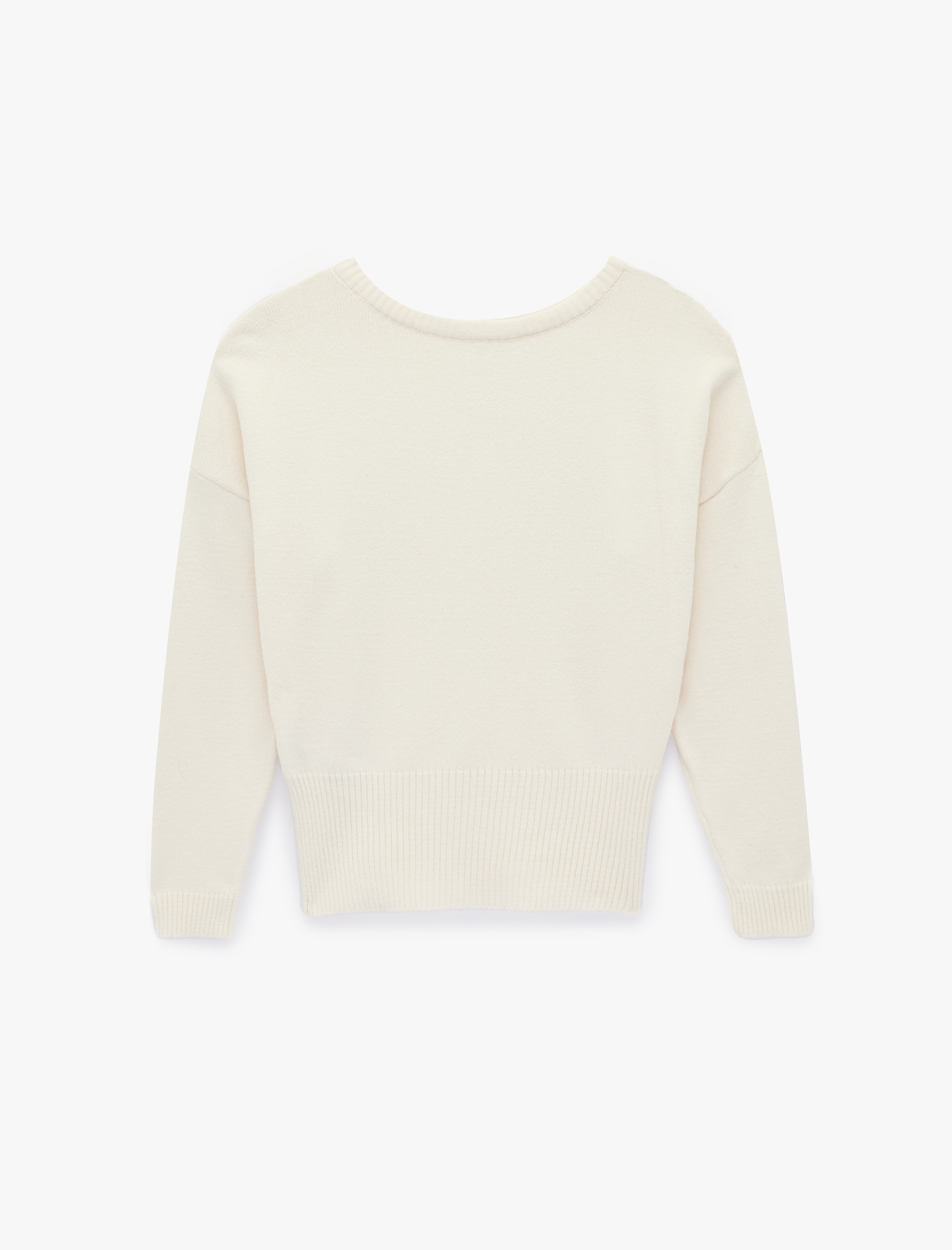   Uzun Kollu Geniş Yuvarlak Yaka Triko Kazak