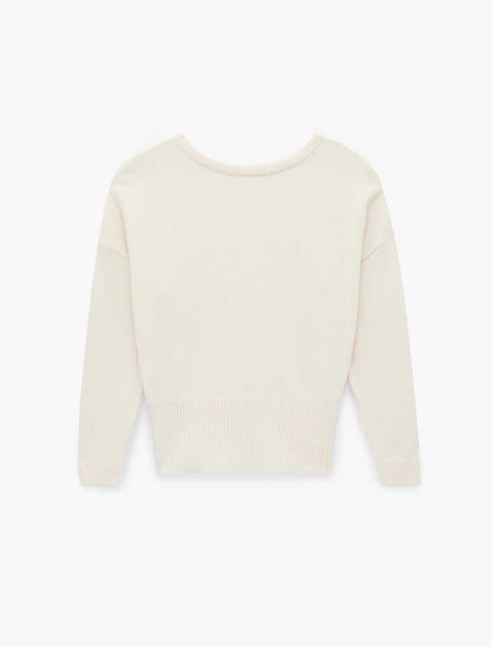  Uzun Kollu Geniş Yuvarlak Yaka Triko Kazak