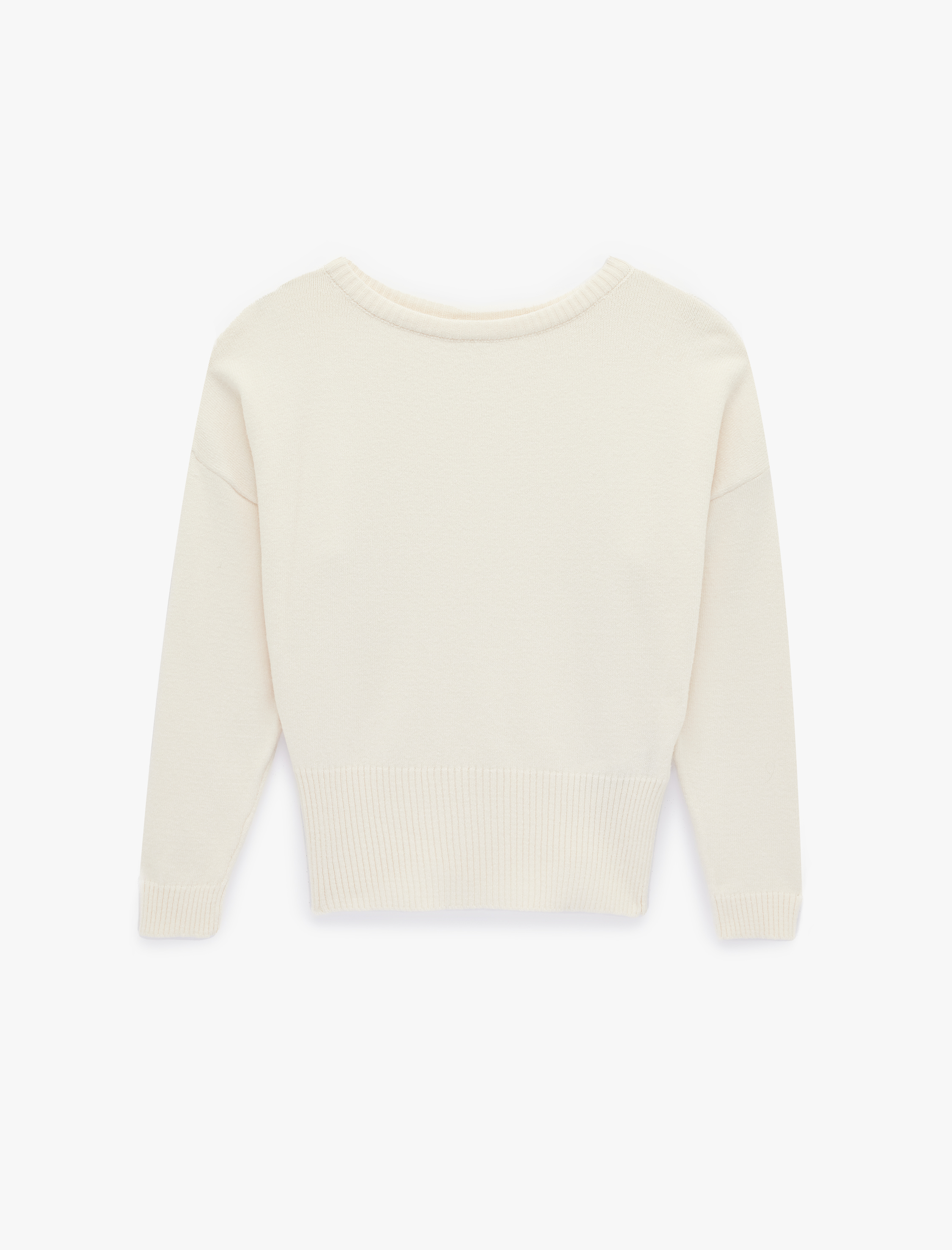   Uzun Kollu Geniş Yuvarlak Yaka Triko Kazak