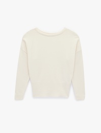 Uzun Kollu Geniş Yuvarlak Yaka Triko Kazak