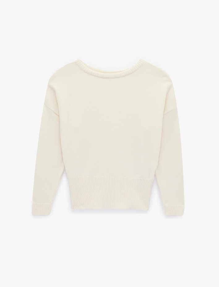  Uzun Kollu Geniş Yuvarlak Yaka Triko Kazak