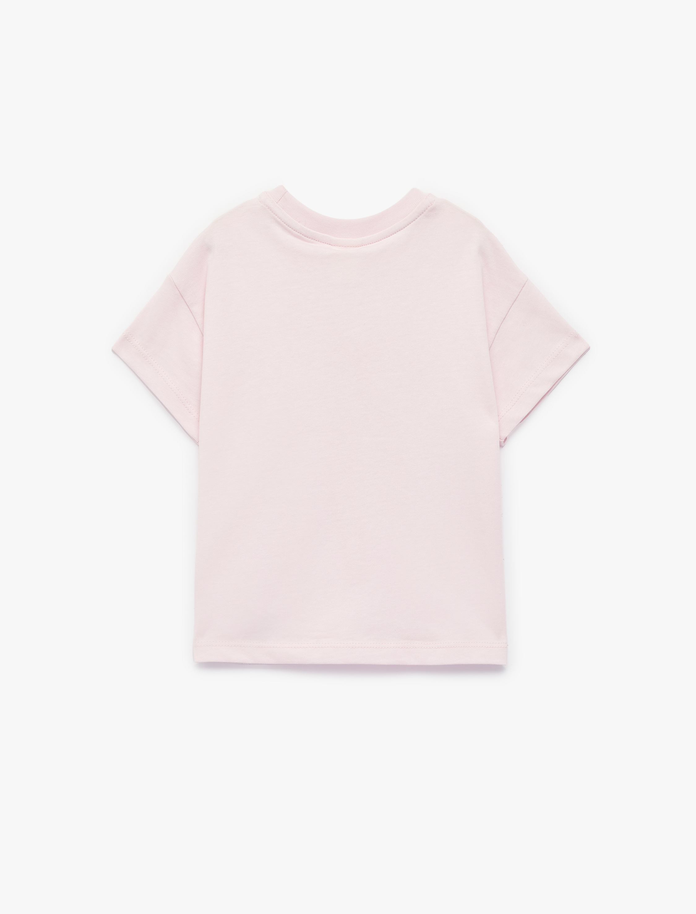  Kız Bebek Pamuklu Fiyonklu Nakış Detaylı Bisiklet Yaka Kısa Kollu Tişört
