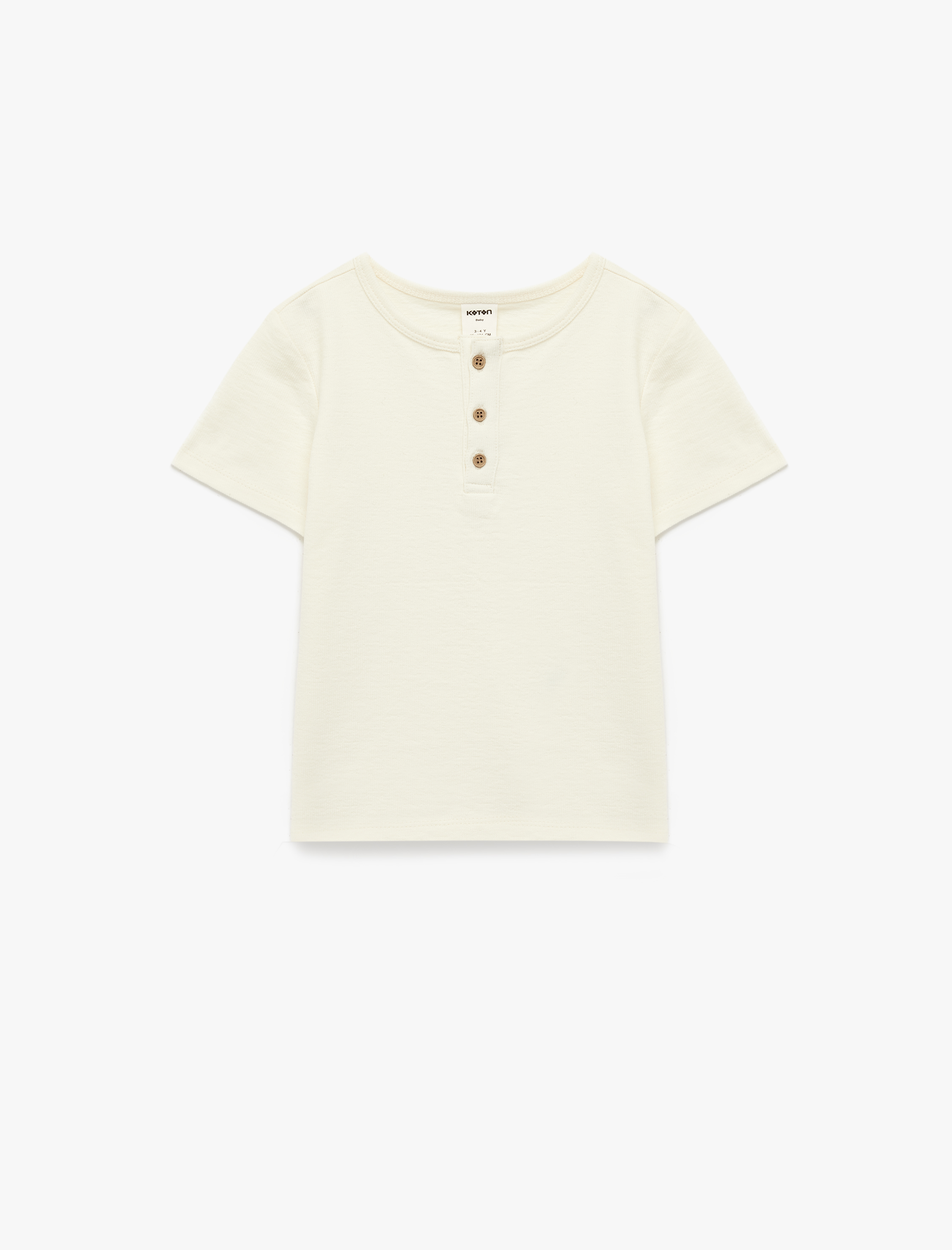  Erkek Bebek Düğmeli Kısa Kollu Bisiklet Yaka Pamuklu Tişört