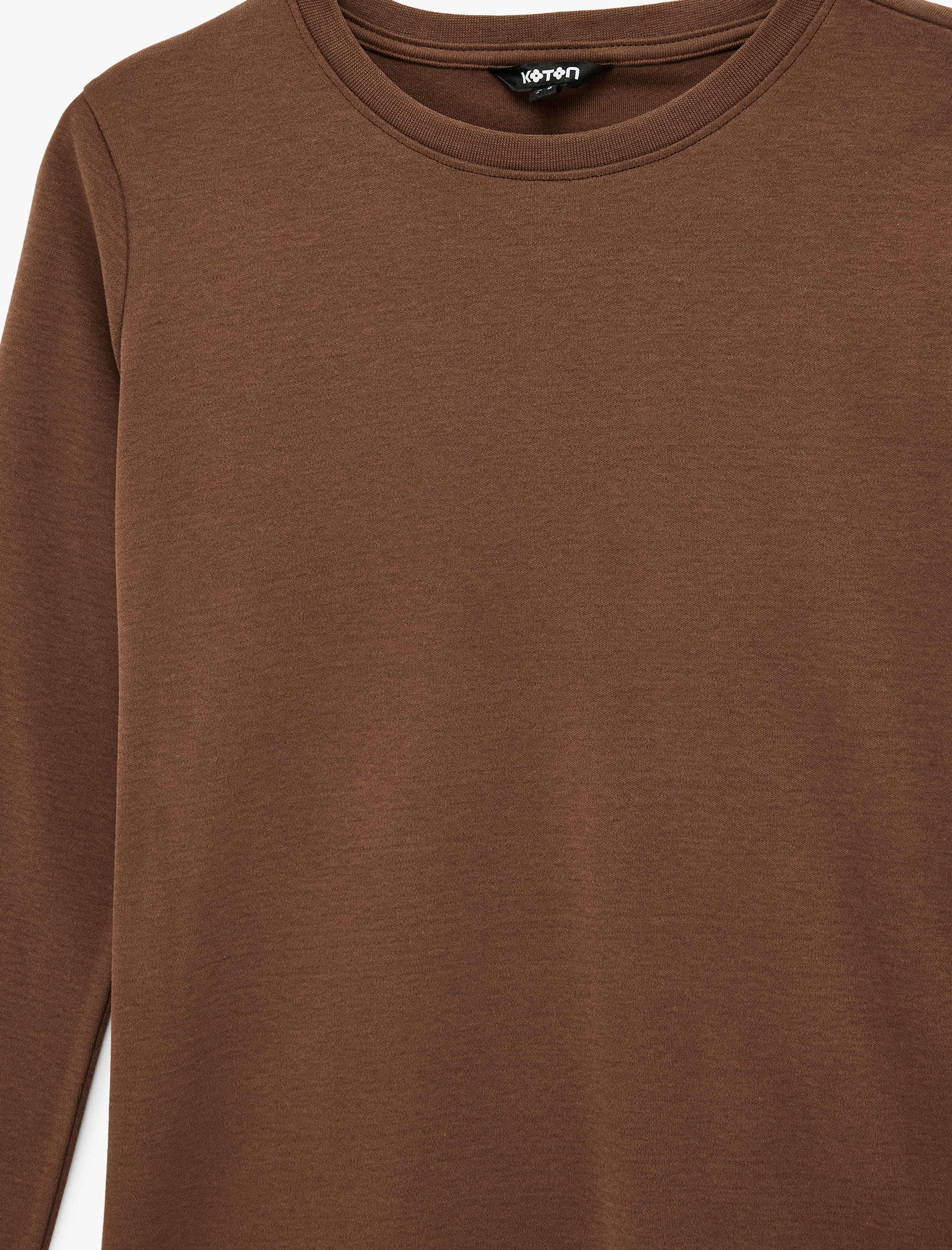   Pamuklu Bisiklet Yaka Uzun Kollu Tişört