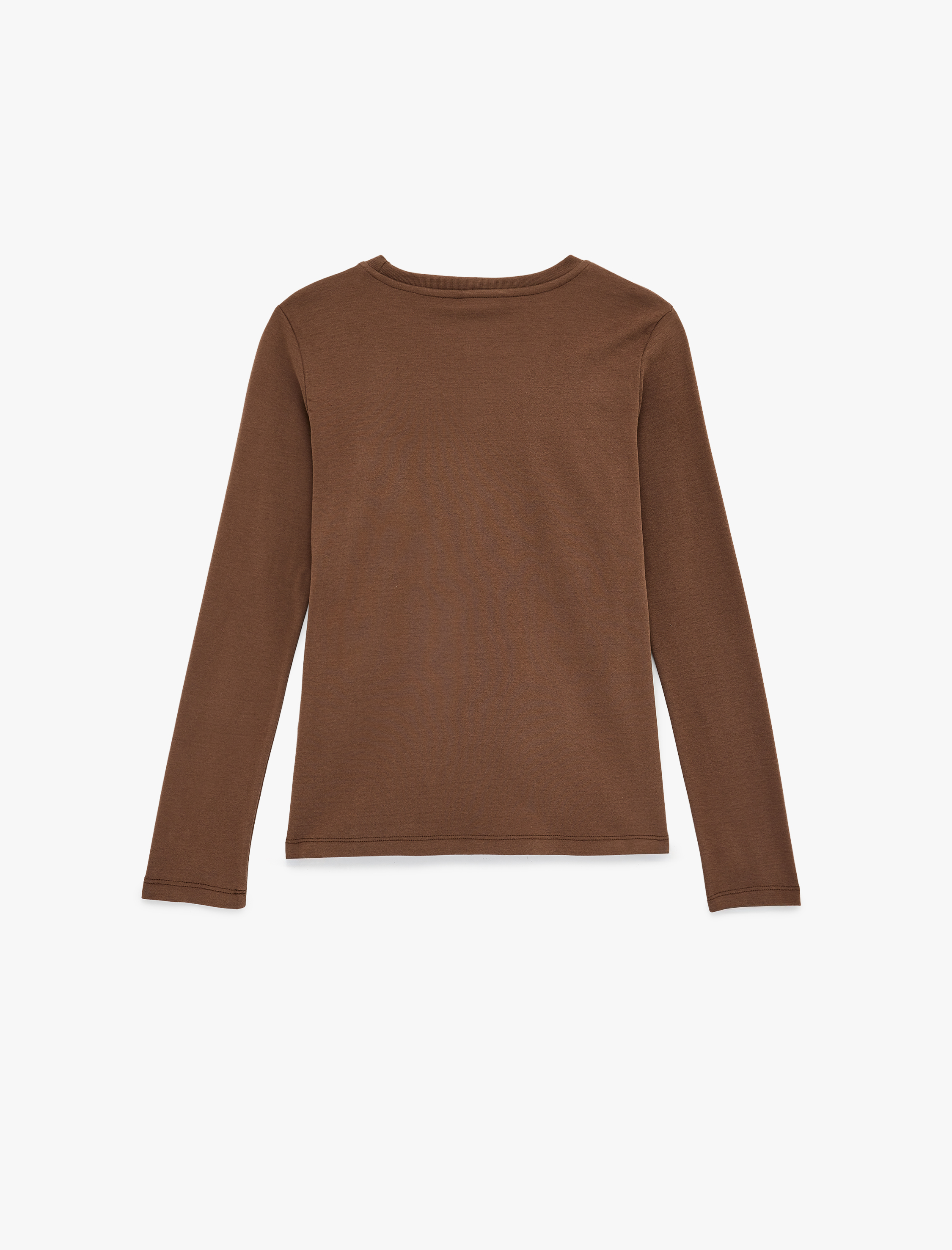   Pamuklu Bisiklet Yaka Uzun Kollu Tişört