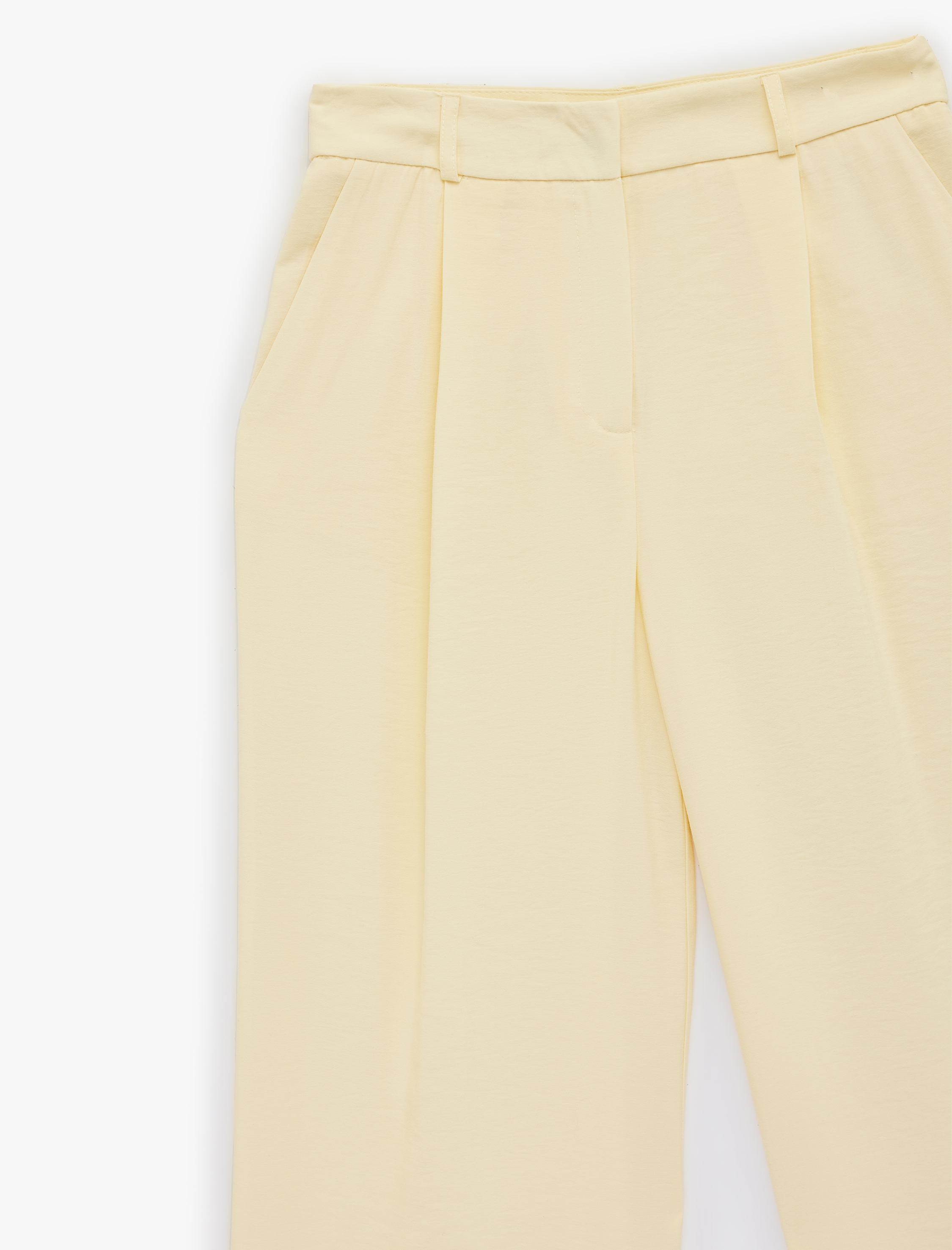   Pile Detaylı Cepli Yüksek Bel Geniş Paça Palazzo Pantolon