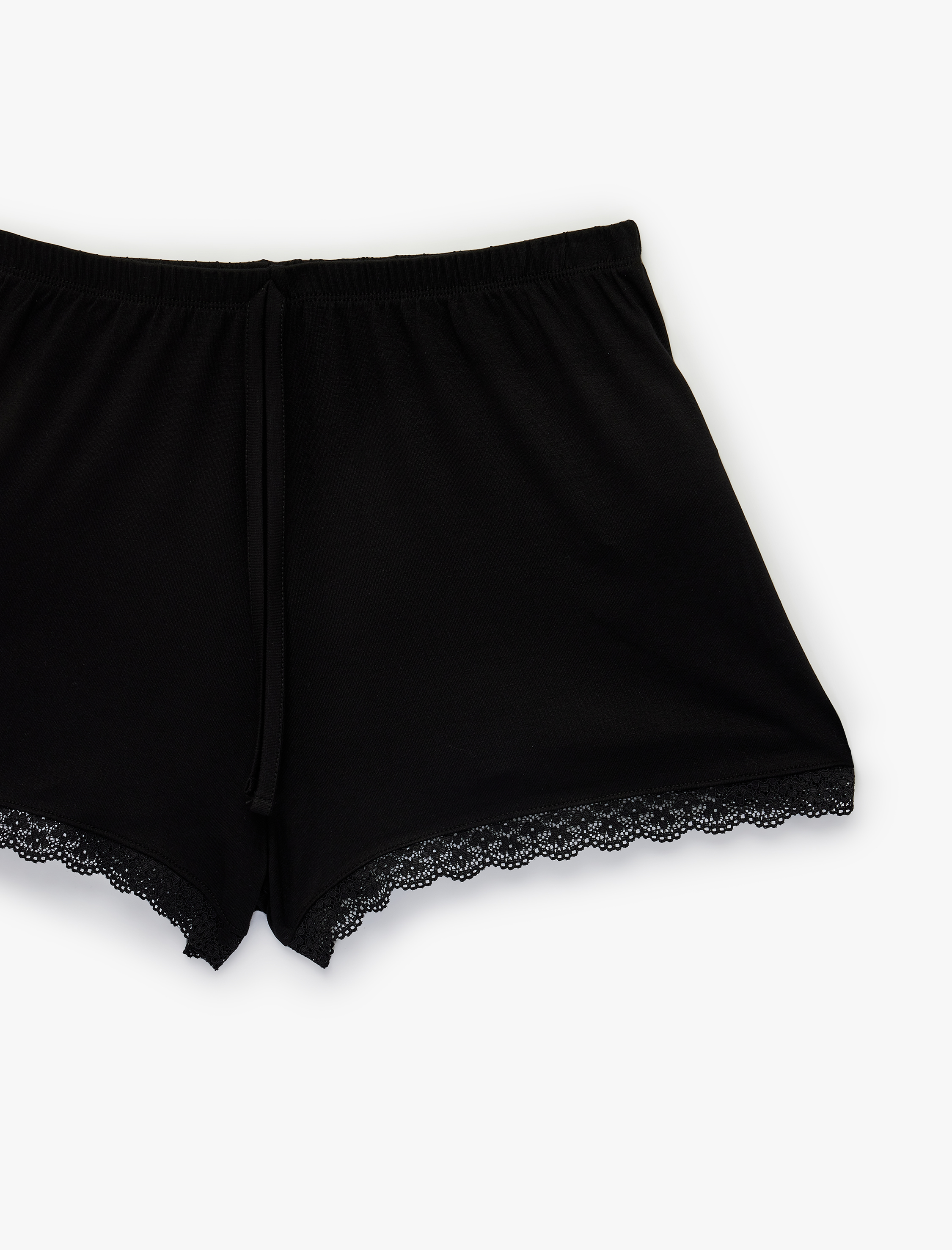   Beli Lastikli Dantelli Paça Viskon Şort Pijama Altı