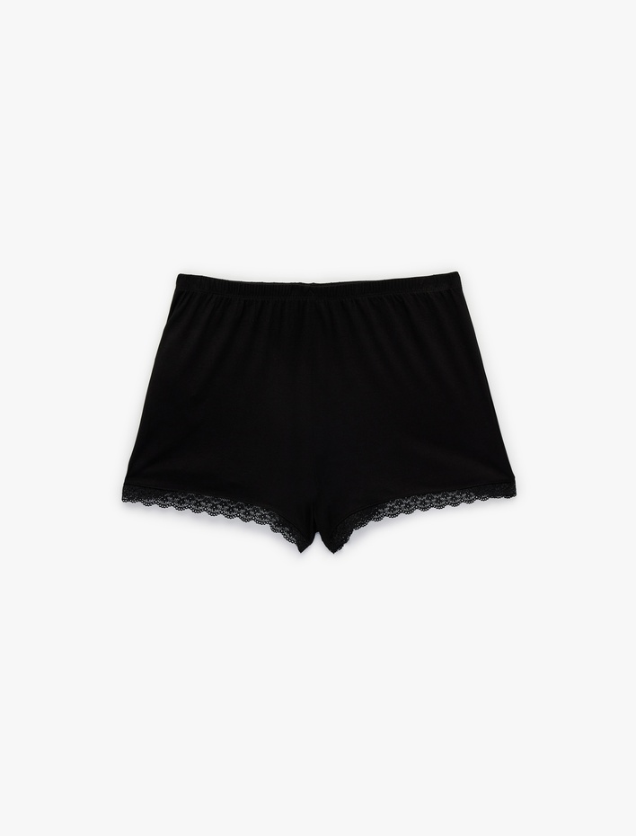  Beli Lastikli Dantelli Paça Viskon Şort Pijama Altı