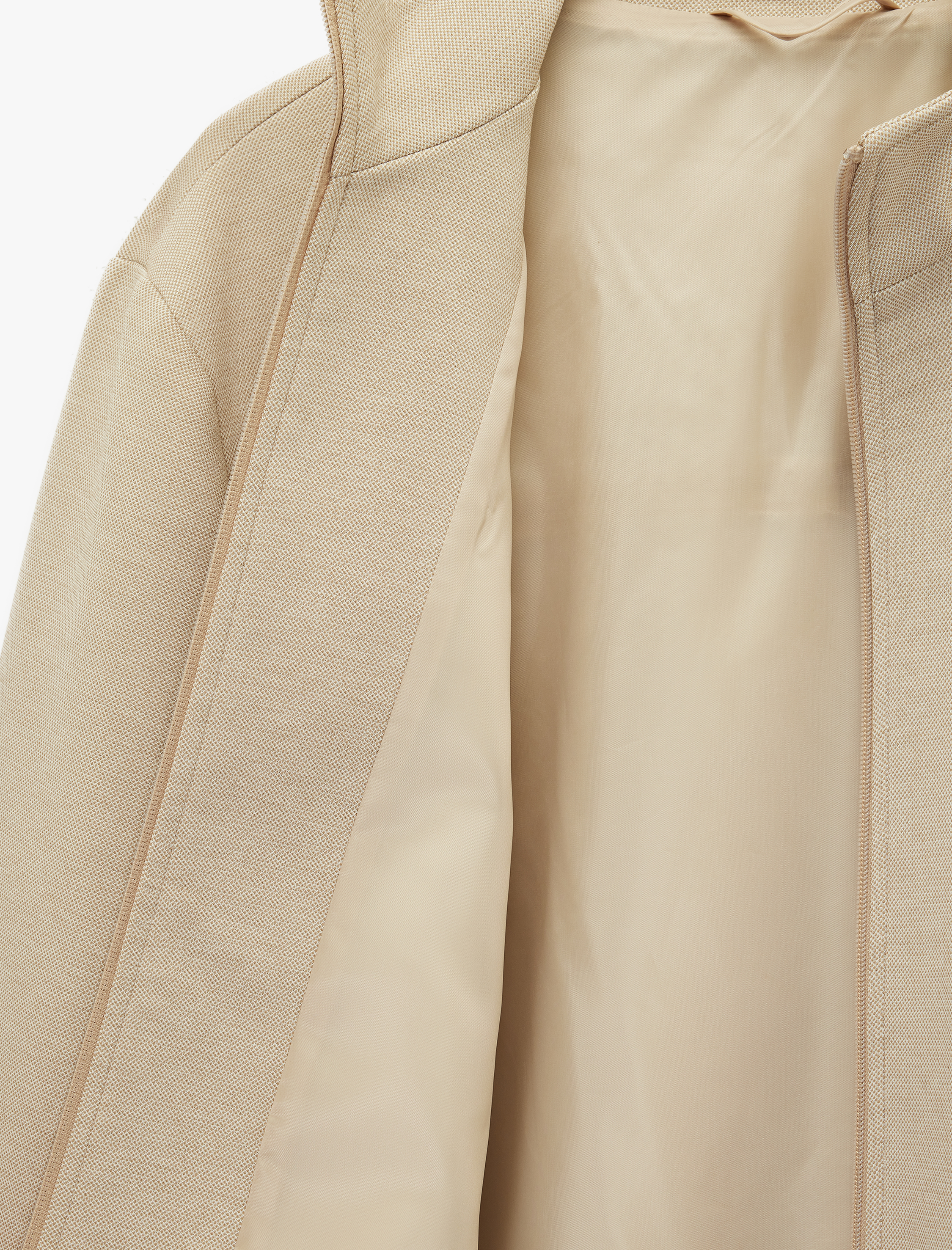   Uzun Kollu Cepli Dik Yaka Fermuarlı Slim Ceket