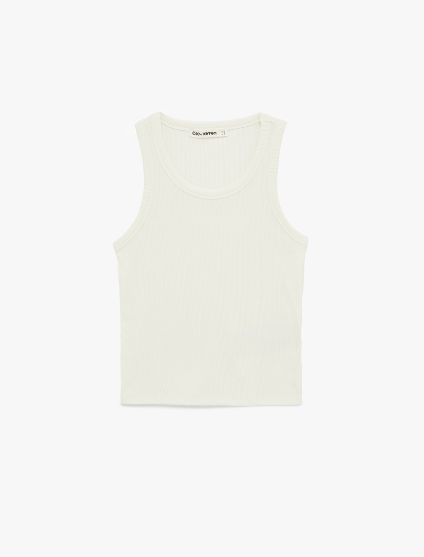 Koton Kadın Slim Fit Kolsuz Bisiklet Yaka Kaşkorse Bluz