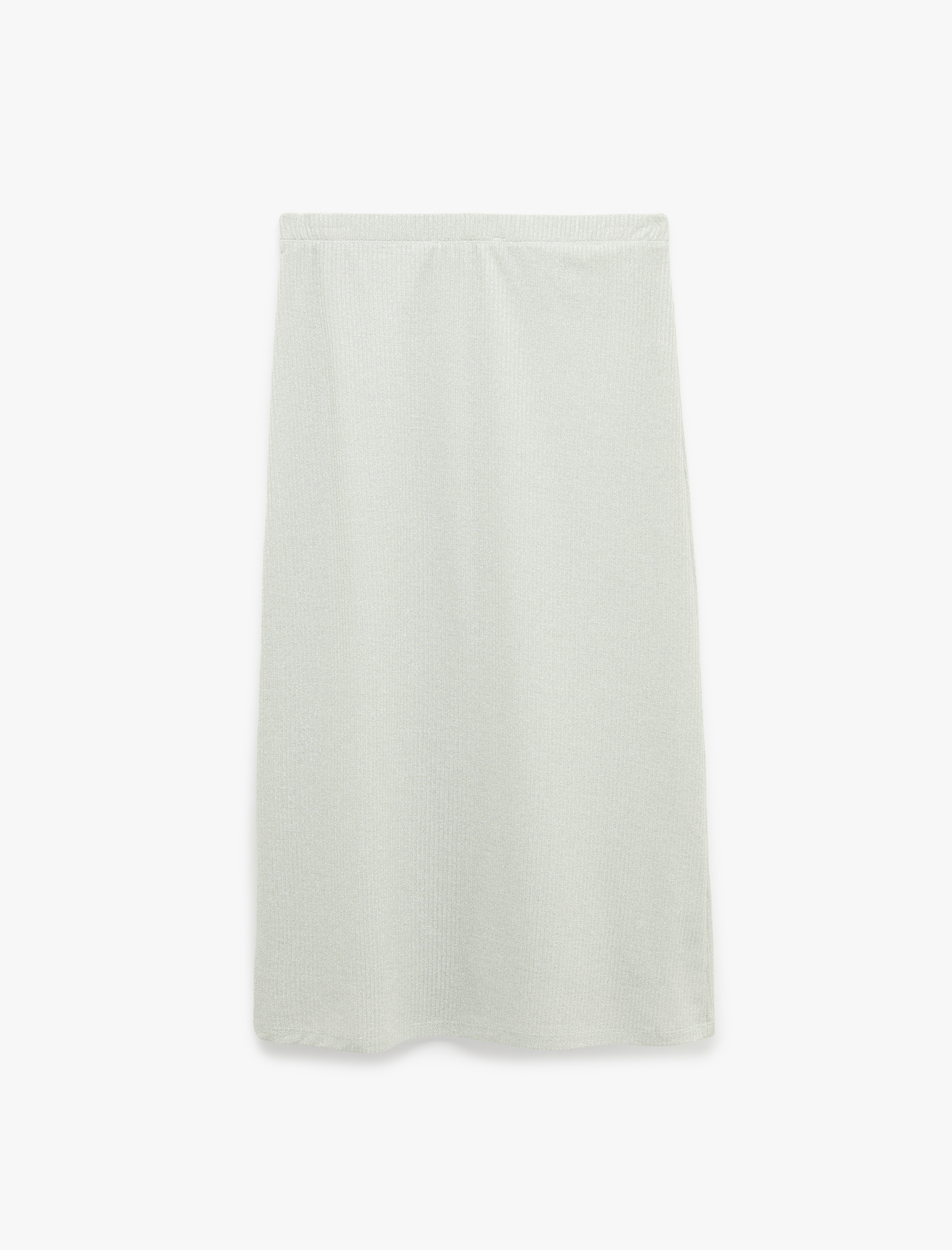   İnce Metalik İplik Detaylı Parıltılı Midi A Kesim Etek