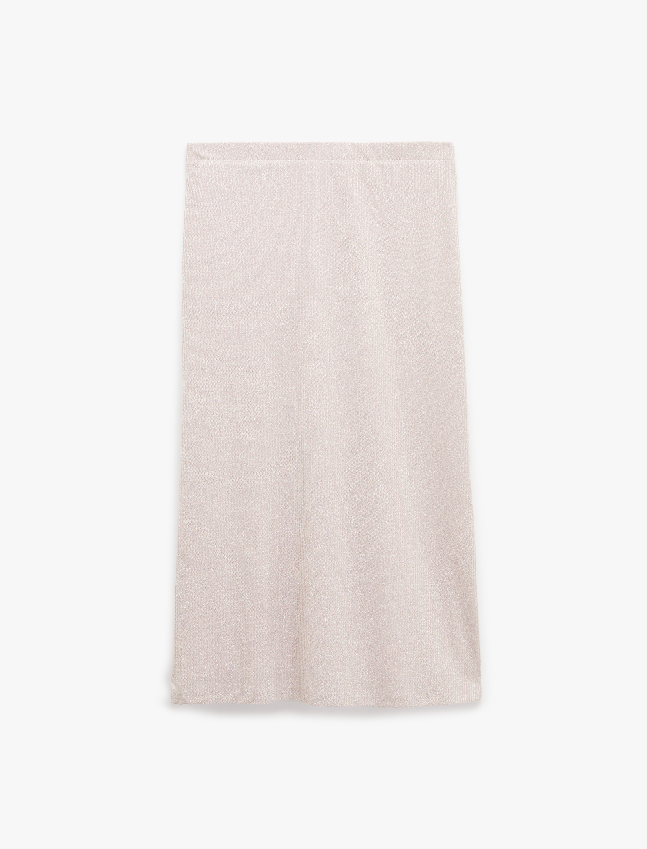   İnce Metalik İplik Detaylı Parıltılı Midi A Kesim Etek