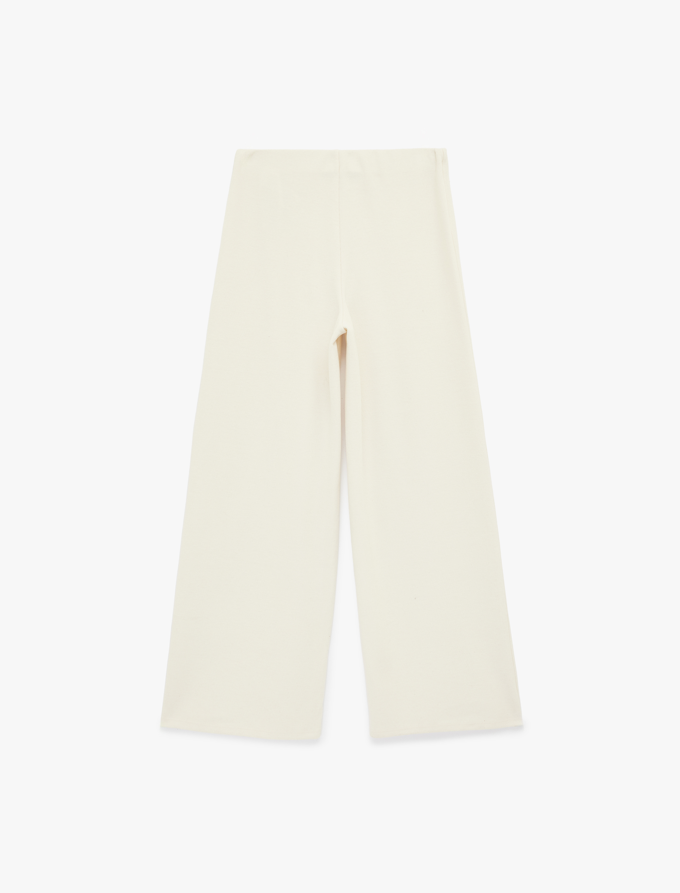   Standart Bel Düz Geniş Paça Pantolon