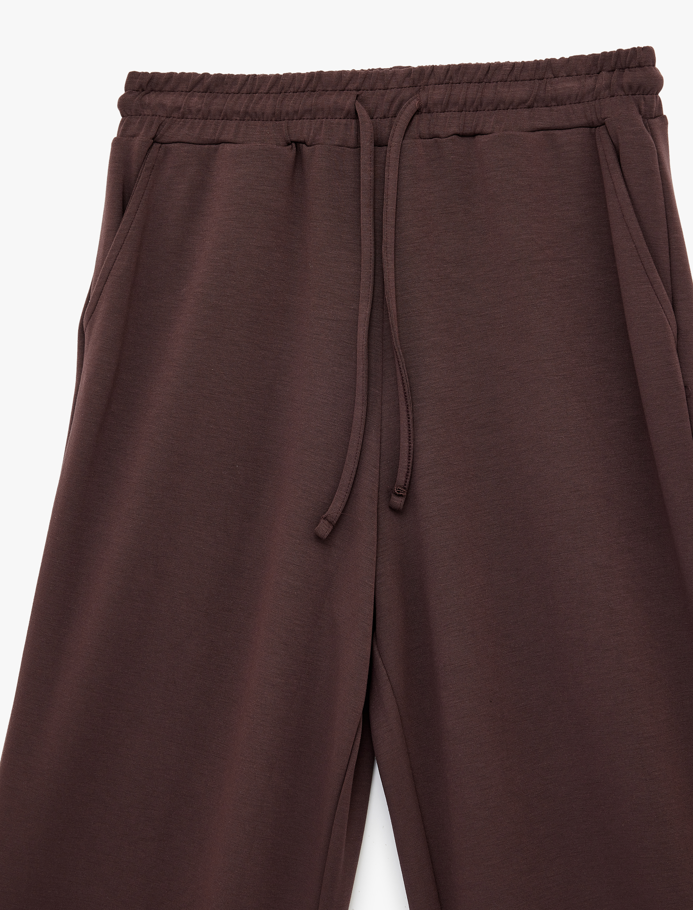   Yüksek Bel Bağcıklı Cepli Geniş Paça Spor Eşofman Altı